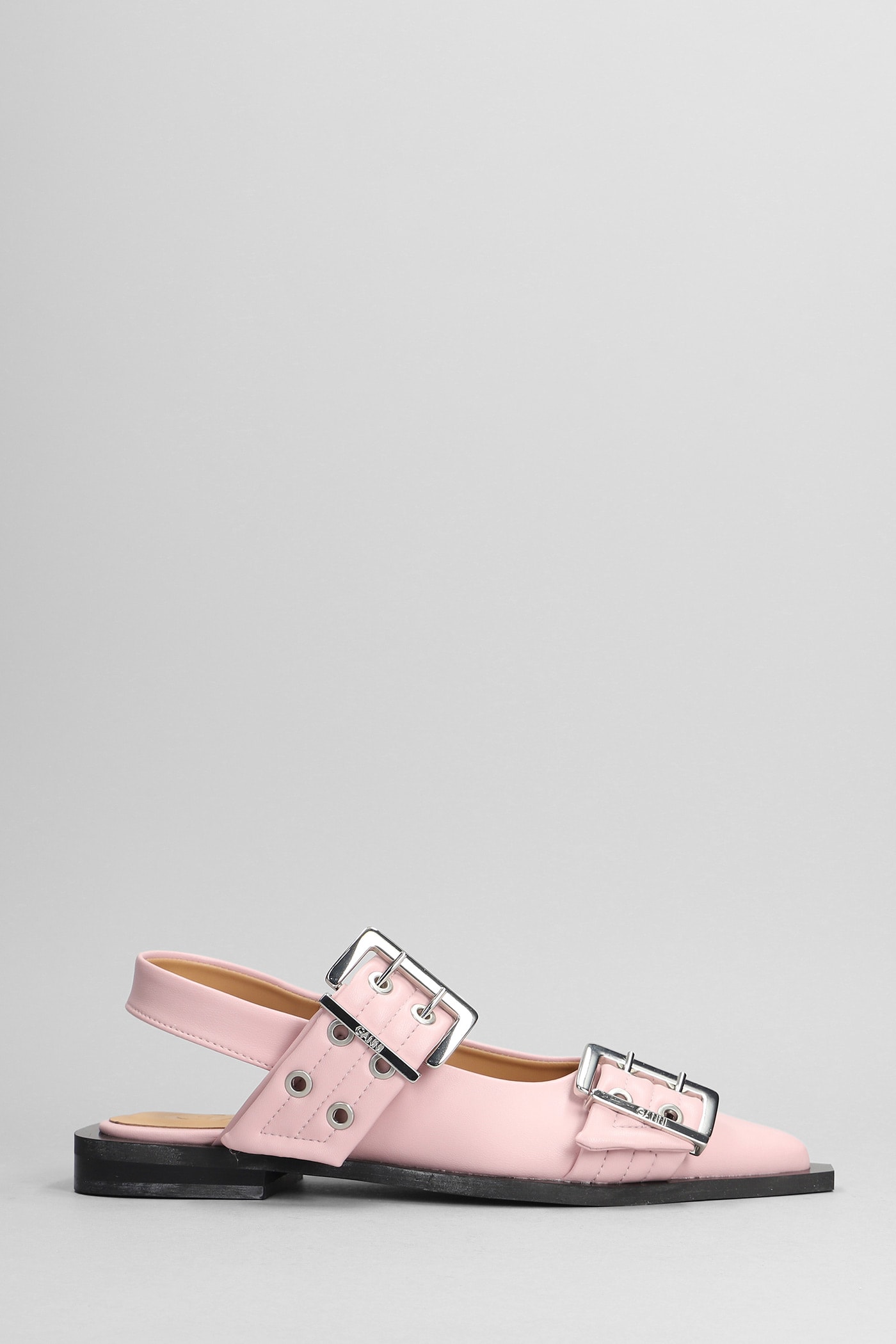 Shop Ganni Ballet Flats In Rose-pink Leather