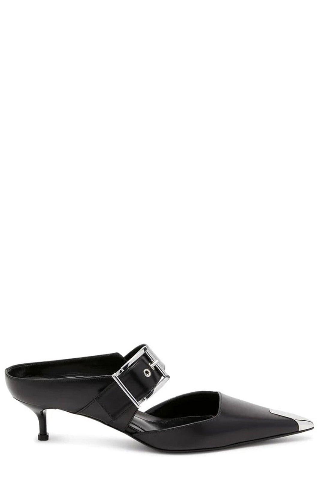 Punk Buckle Pointed Toe Mules