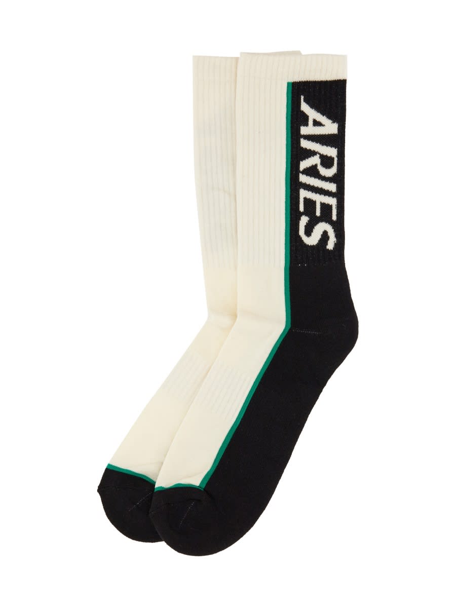 Shop Aries Socks With Logo In Multicolour
