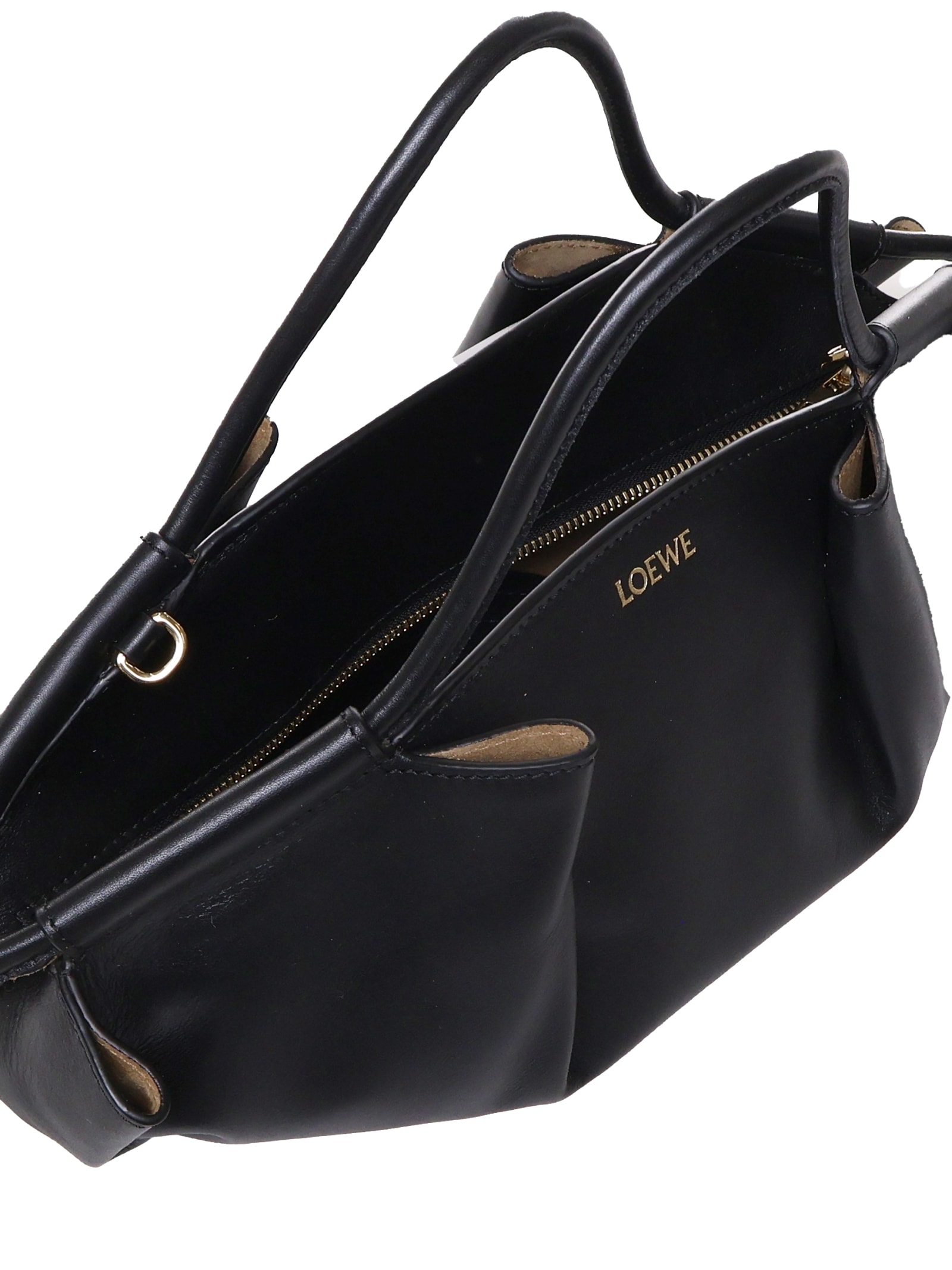 Shop Loewe Paseo Small Bag In Shiny Leather In Black