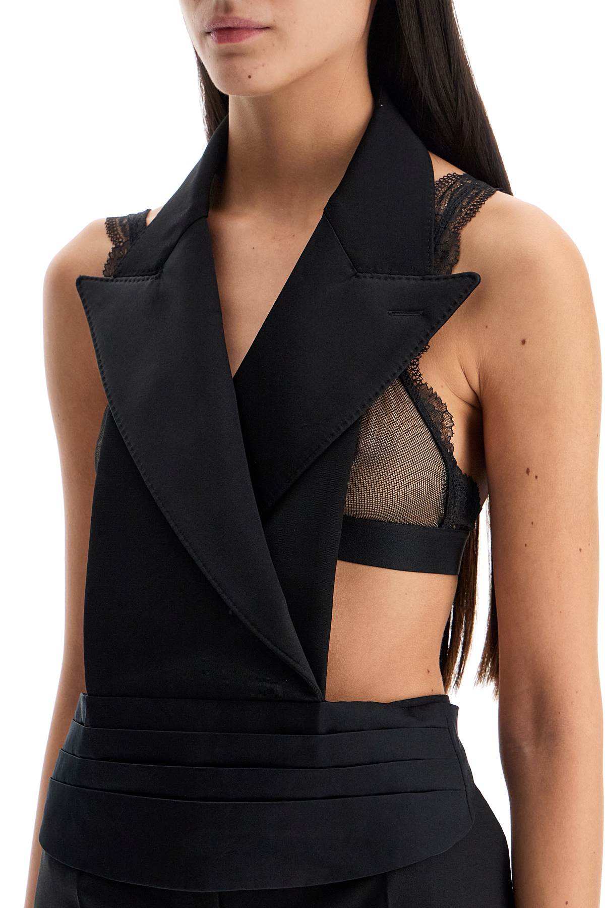 Dolce & Gabbana Open-back Wool And Silk Blend Vest In Black