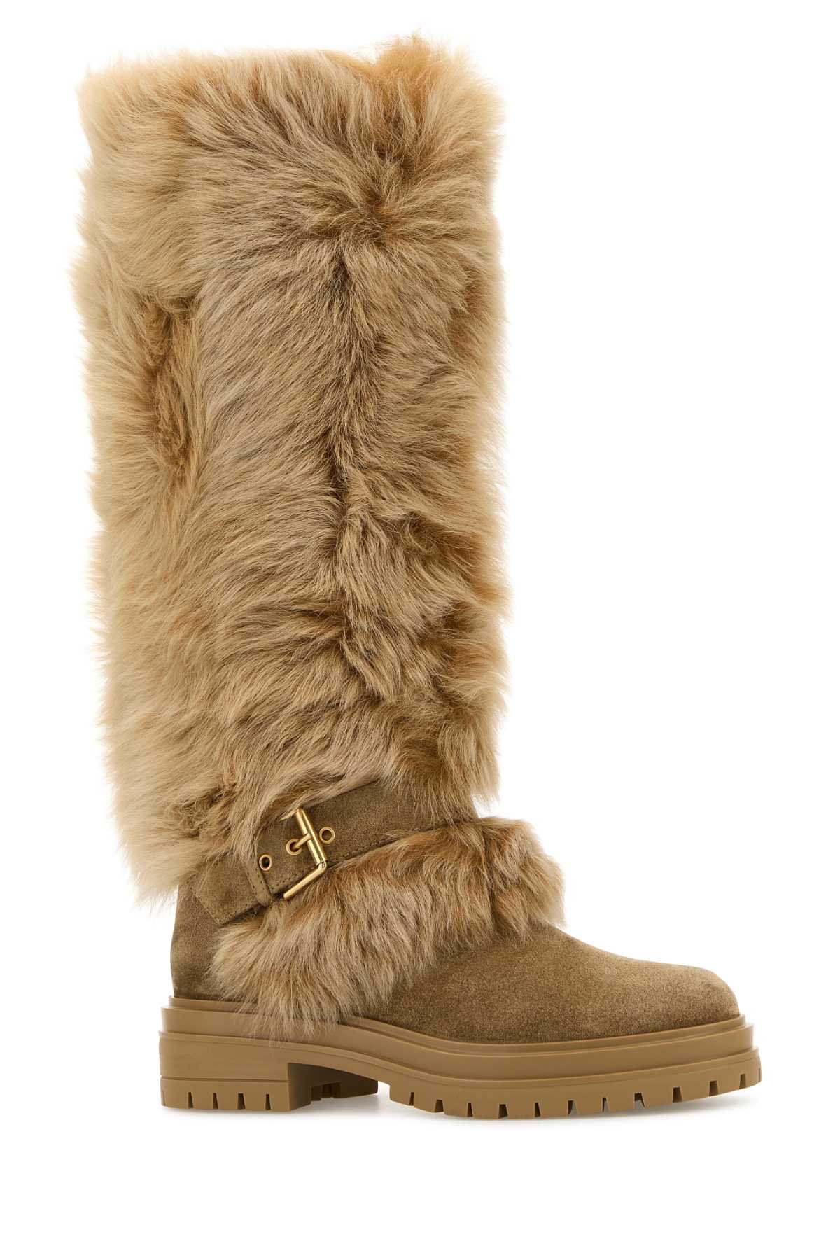 Gianvito Rossi Camel Suede And Fur Maverick Boots In Cameldesert