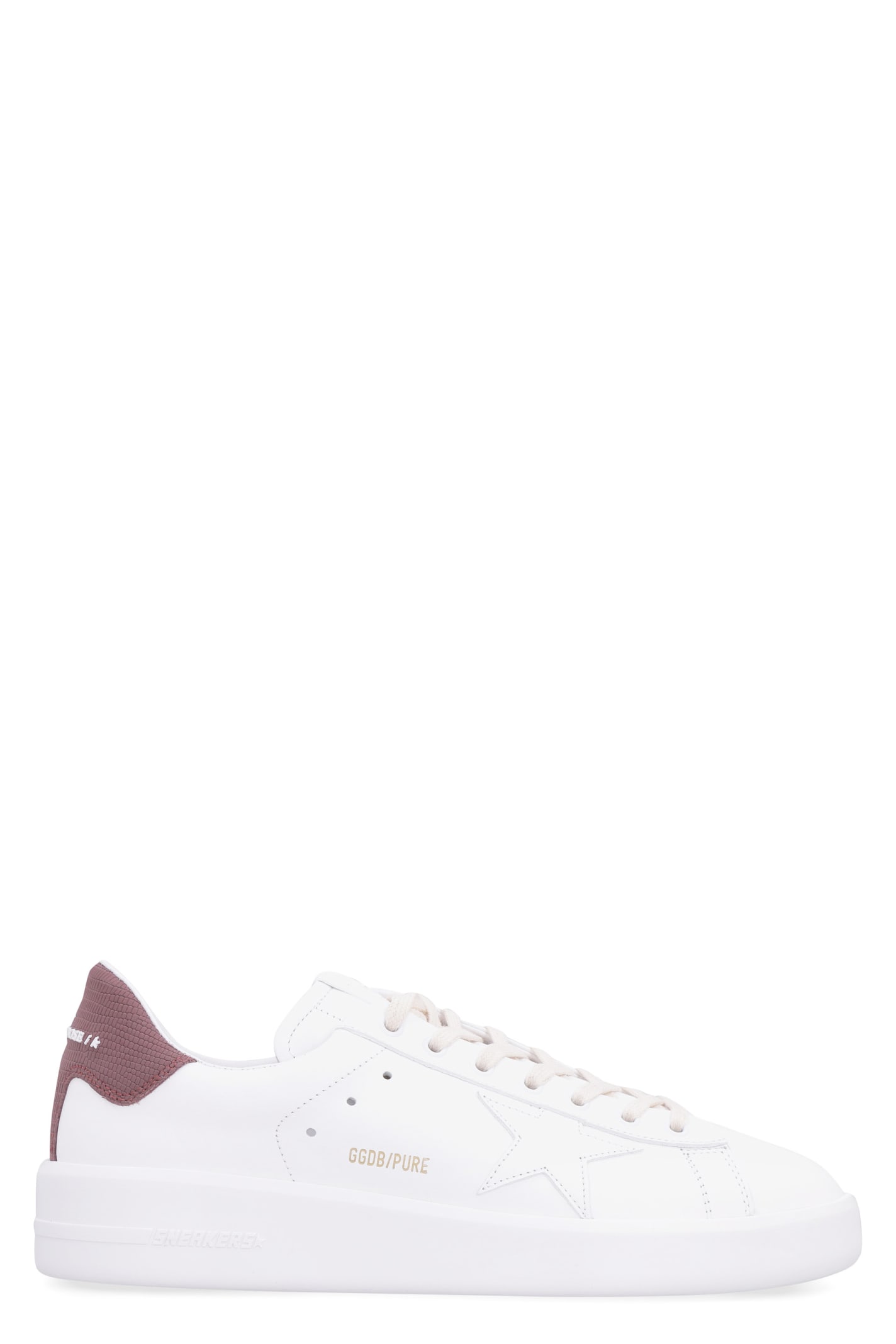 Shop Golden Goose Pure New Leather Low-top Sneakers In White/bordeaux