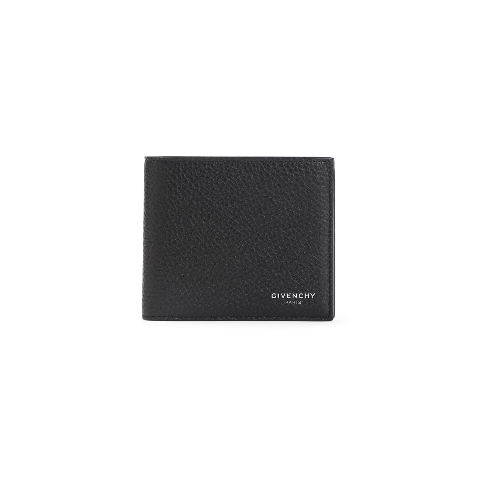 Givenchy Black Bi-fold Wallet With Logo Lettering On The Front In Grained Leather Man In Black