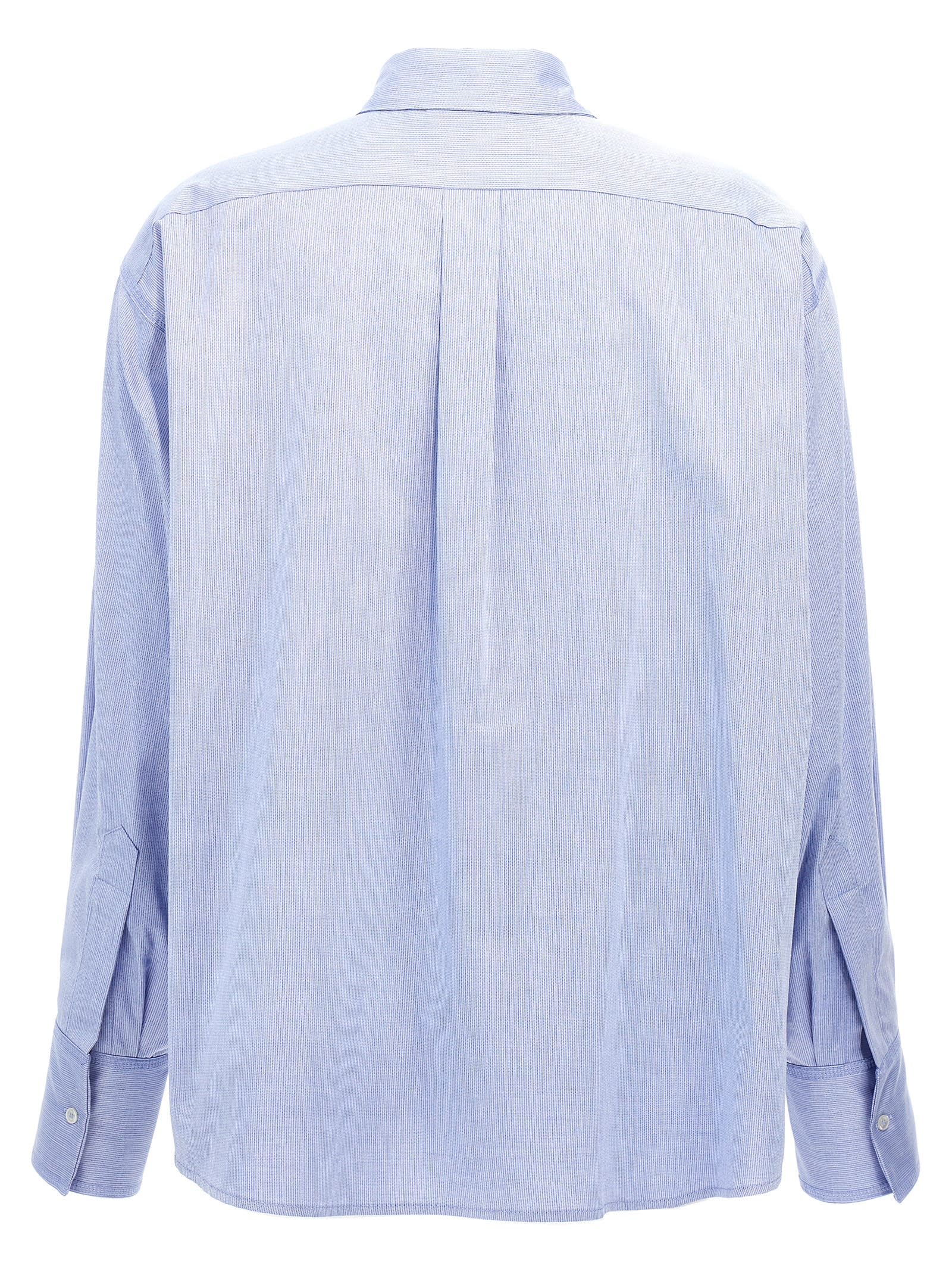 Shop Elisabetta Franchi Logo Embroidery Chevron Shirt In Light Blue