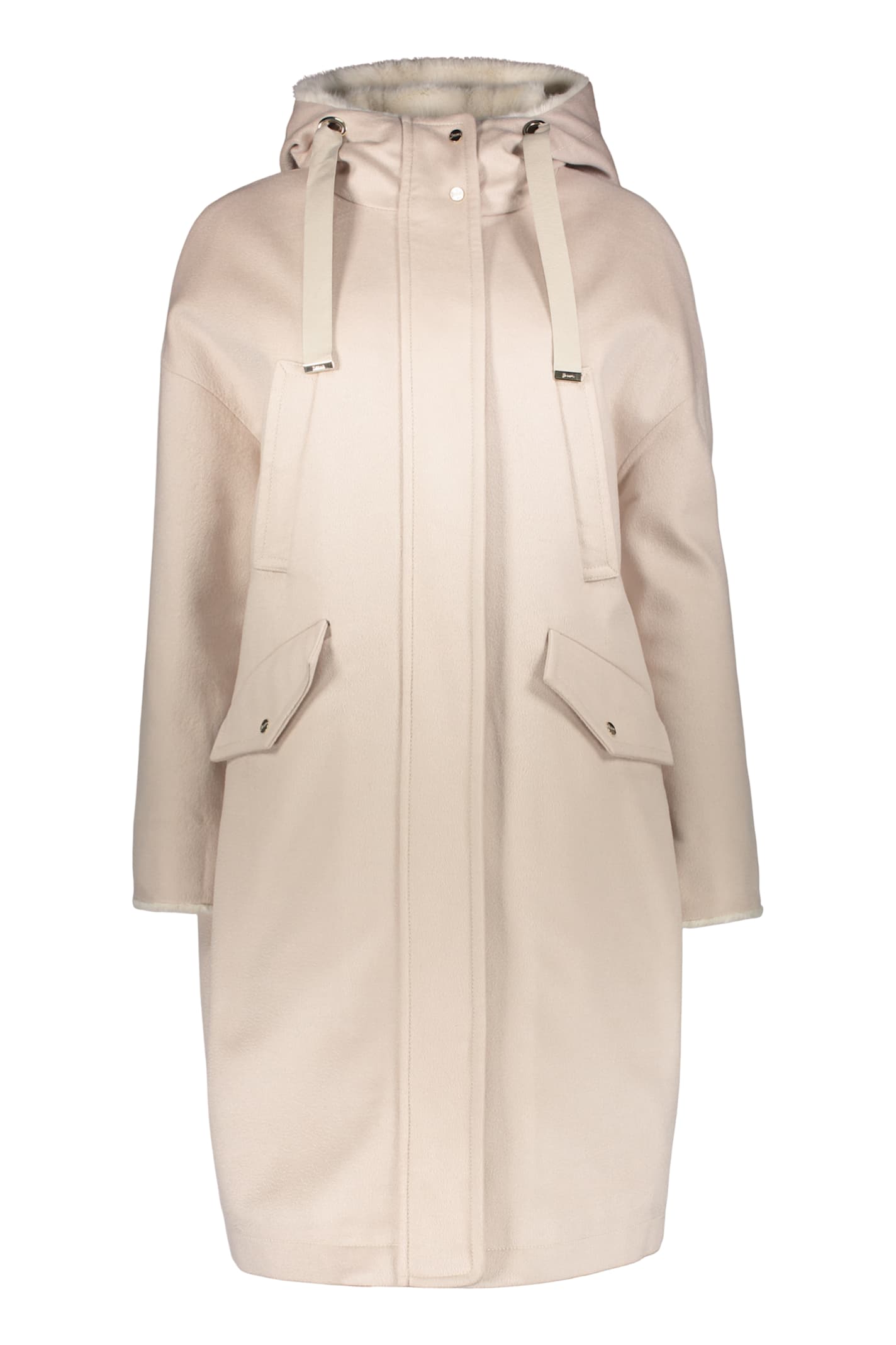 Herno Light Beige Lightweight Coat With Hood And Zipper In Neutral
