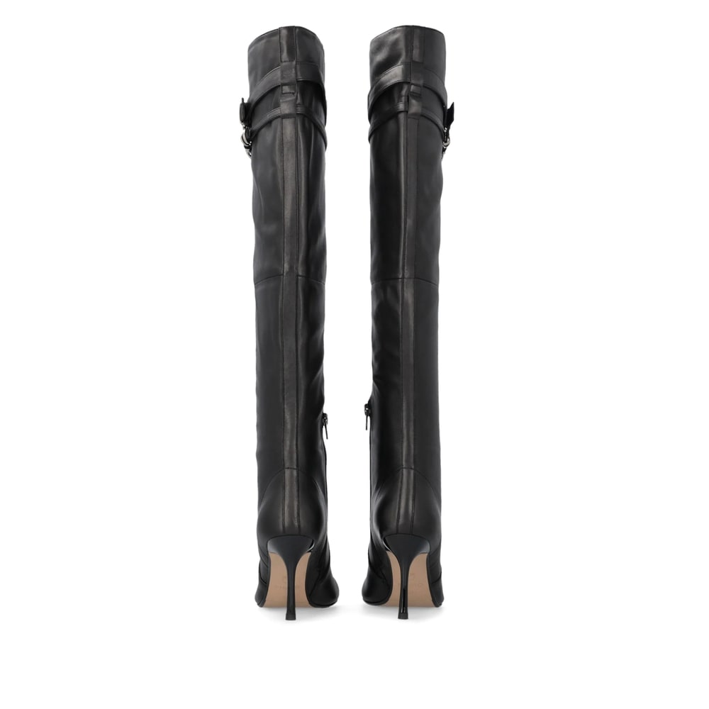 Pinko Bottes Hauteur Genou En Cuir Nappa À Talon Et Bride In Multi