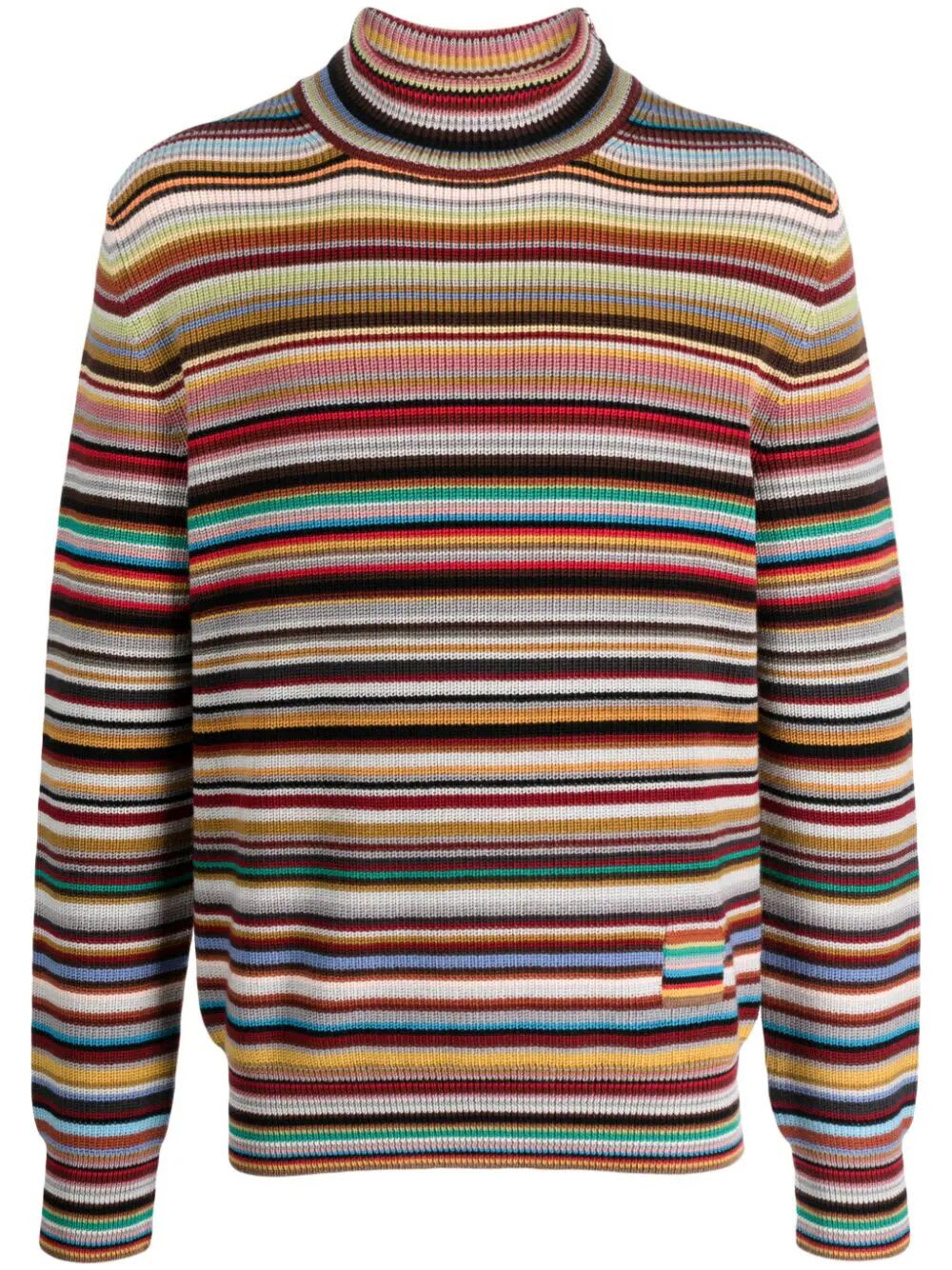 Shop Paul Smith Mens Sweater Roll Neck In Multi Coloured
