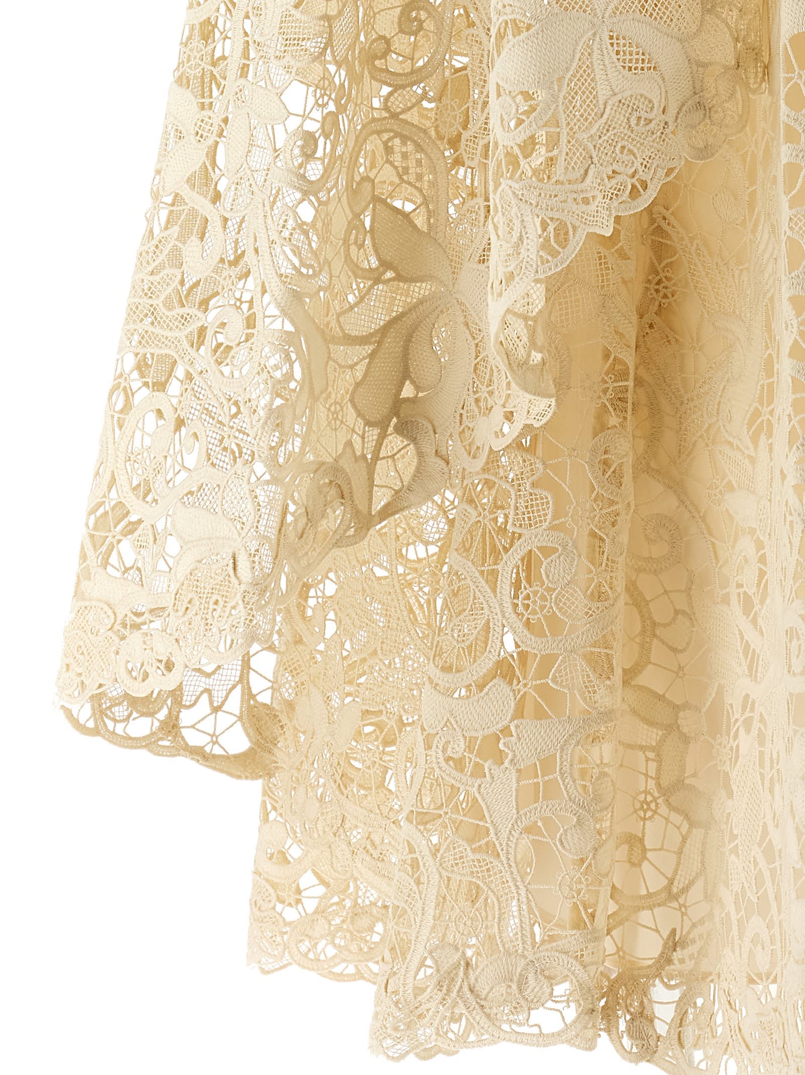Zimmermann Memento Bird Lace Mini Dresses Beige In Gold
