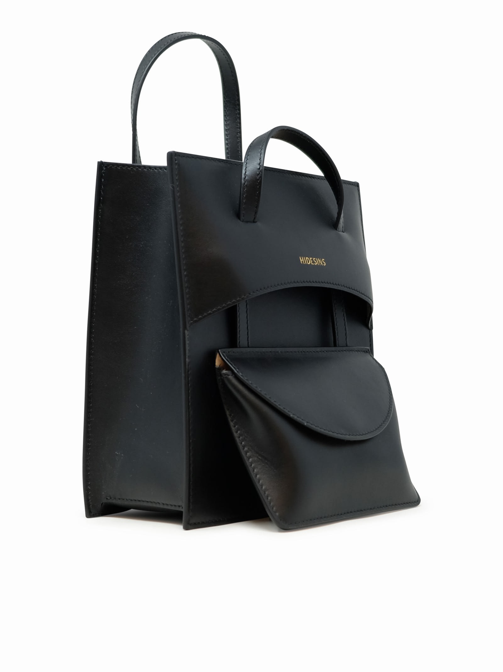 Hidesins Black Leather Handbag In Black