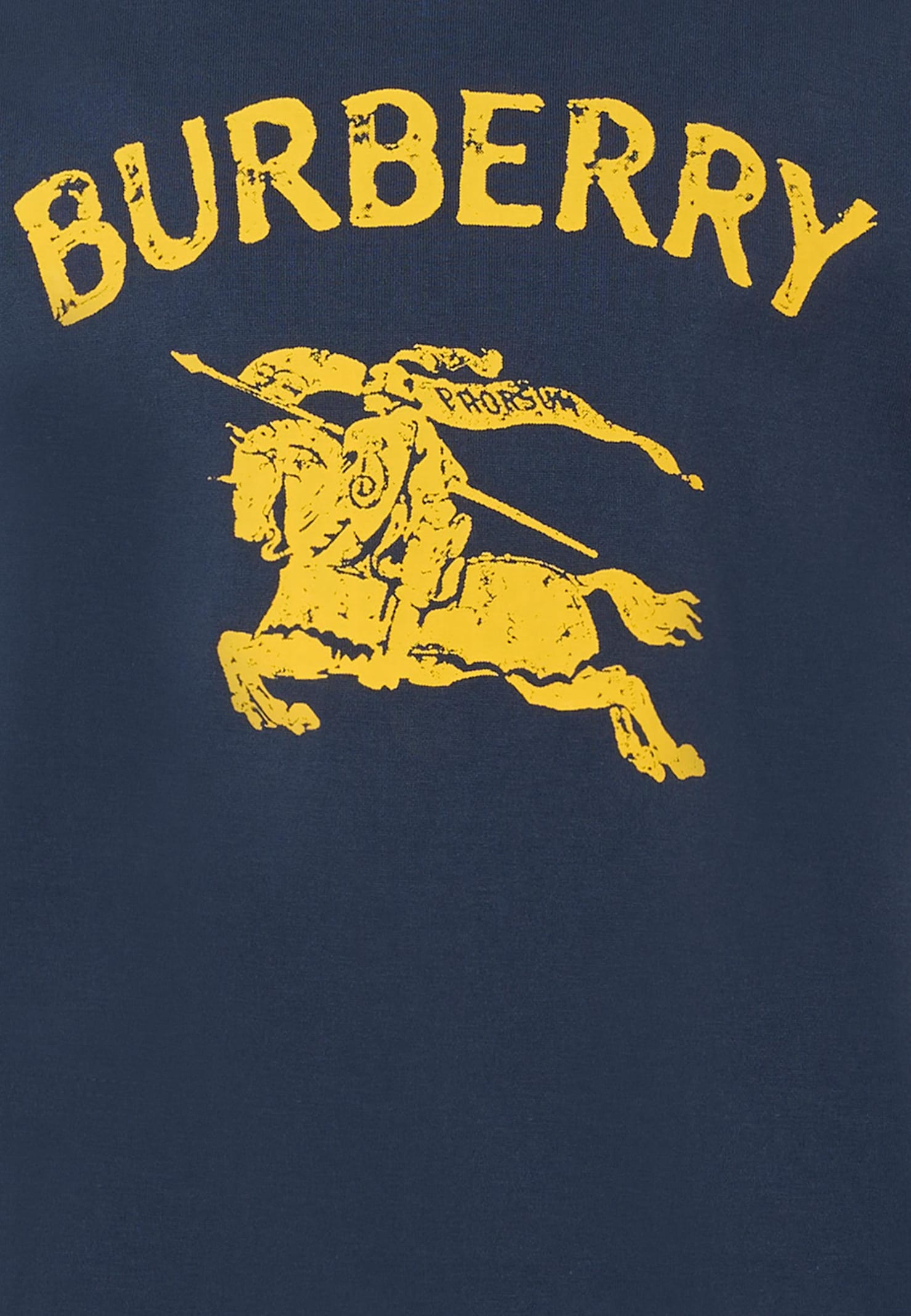 Burberry Blue T-shirt For Kids With Equestrian Knight In Blue