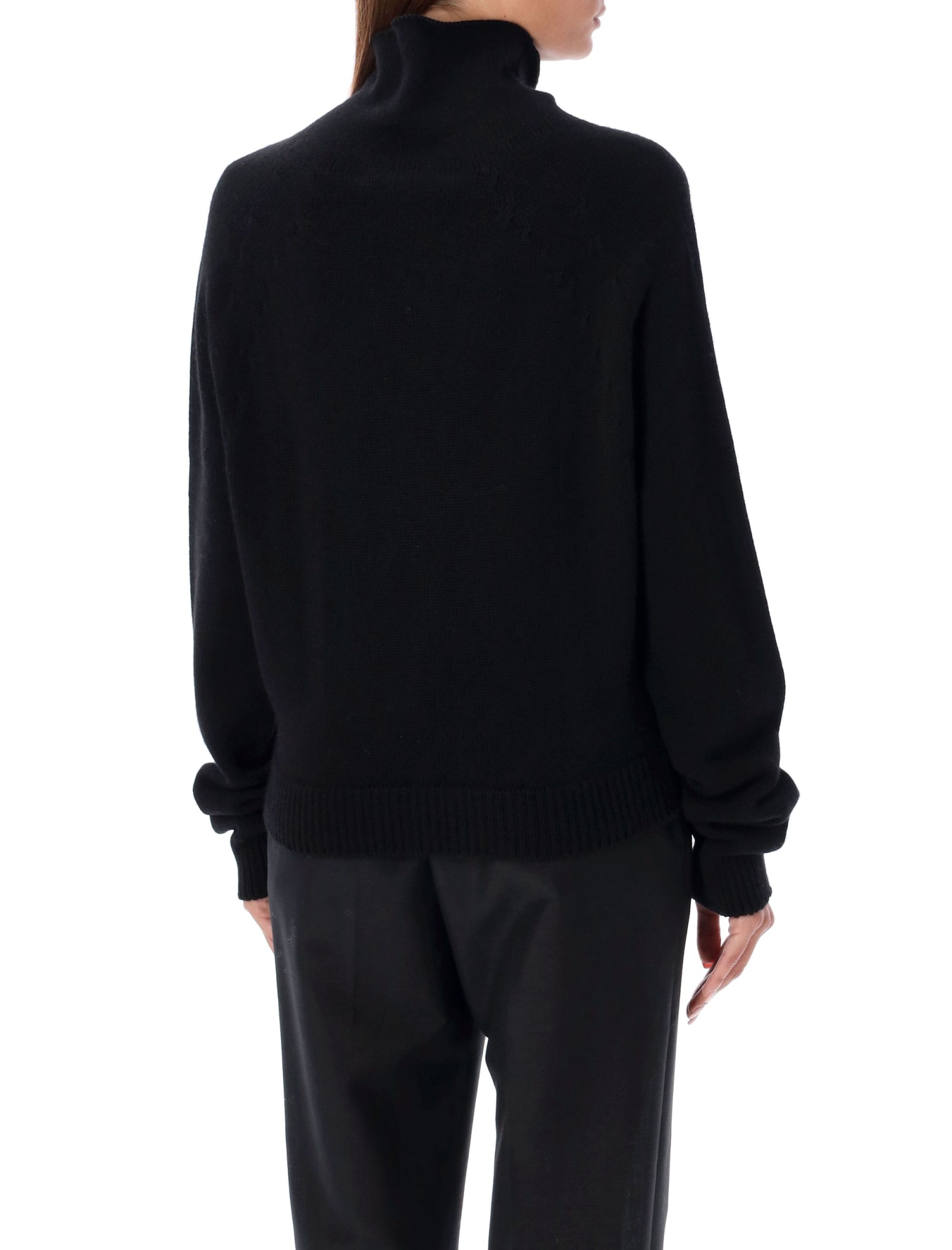 Shop Philosophy Di Lorenzo Serafini High Neck Pearl Brooch Sweater In Black