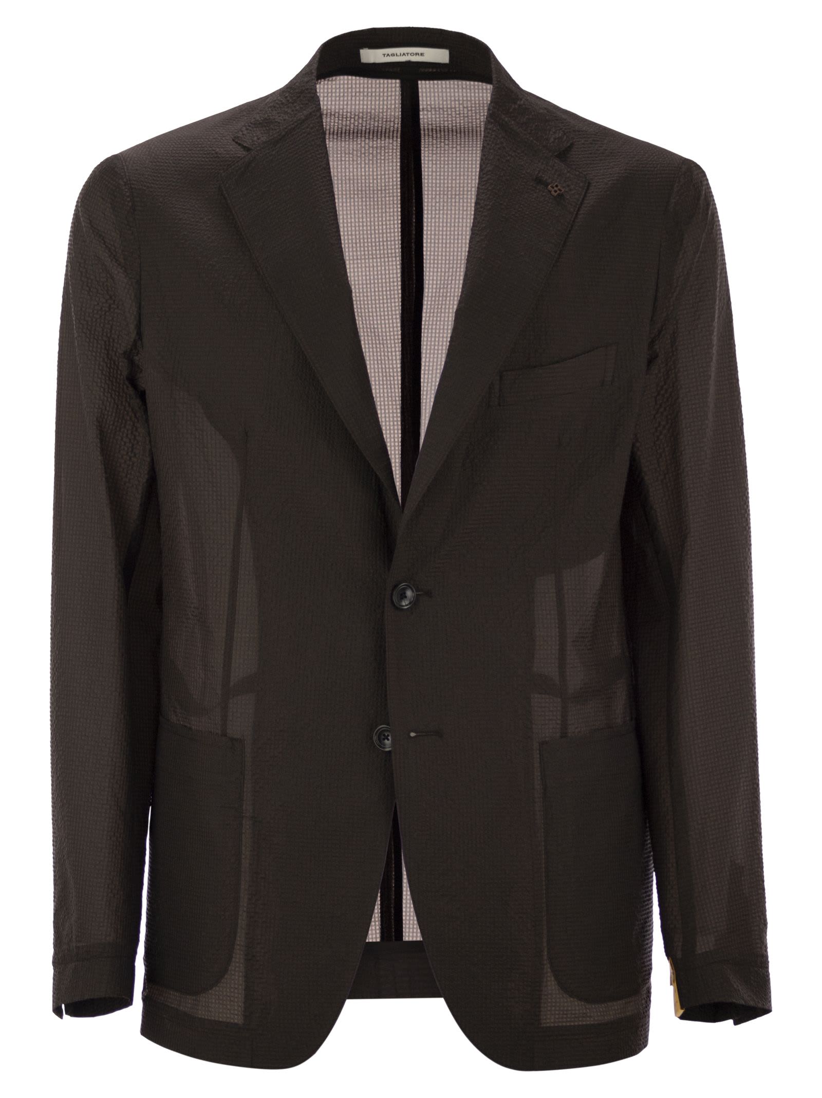 Tagliatore Men's Lightweight Technical Fabric Jacket In Brown