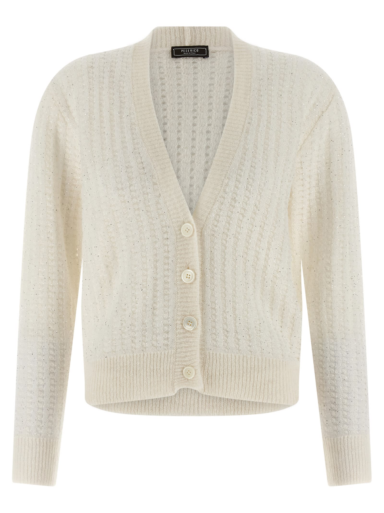 Peserico Tricot Cardigan Sweaters And Cardigans White In Neutral