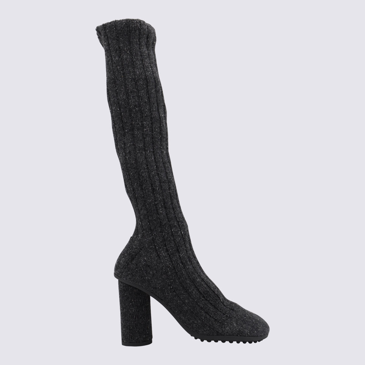 Shop Bottega Veneta Grey Wool Atomic Boots