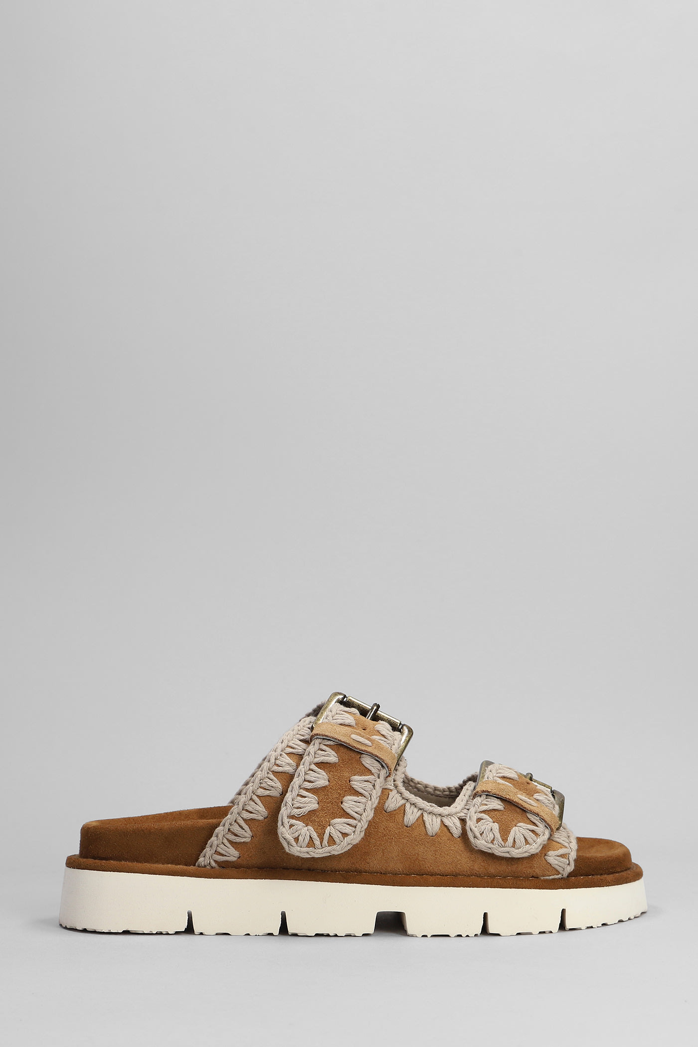Mou New Bio Slipper-mule In Leather Color Suede In Leather Color