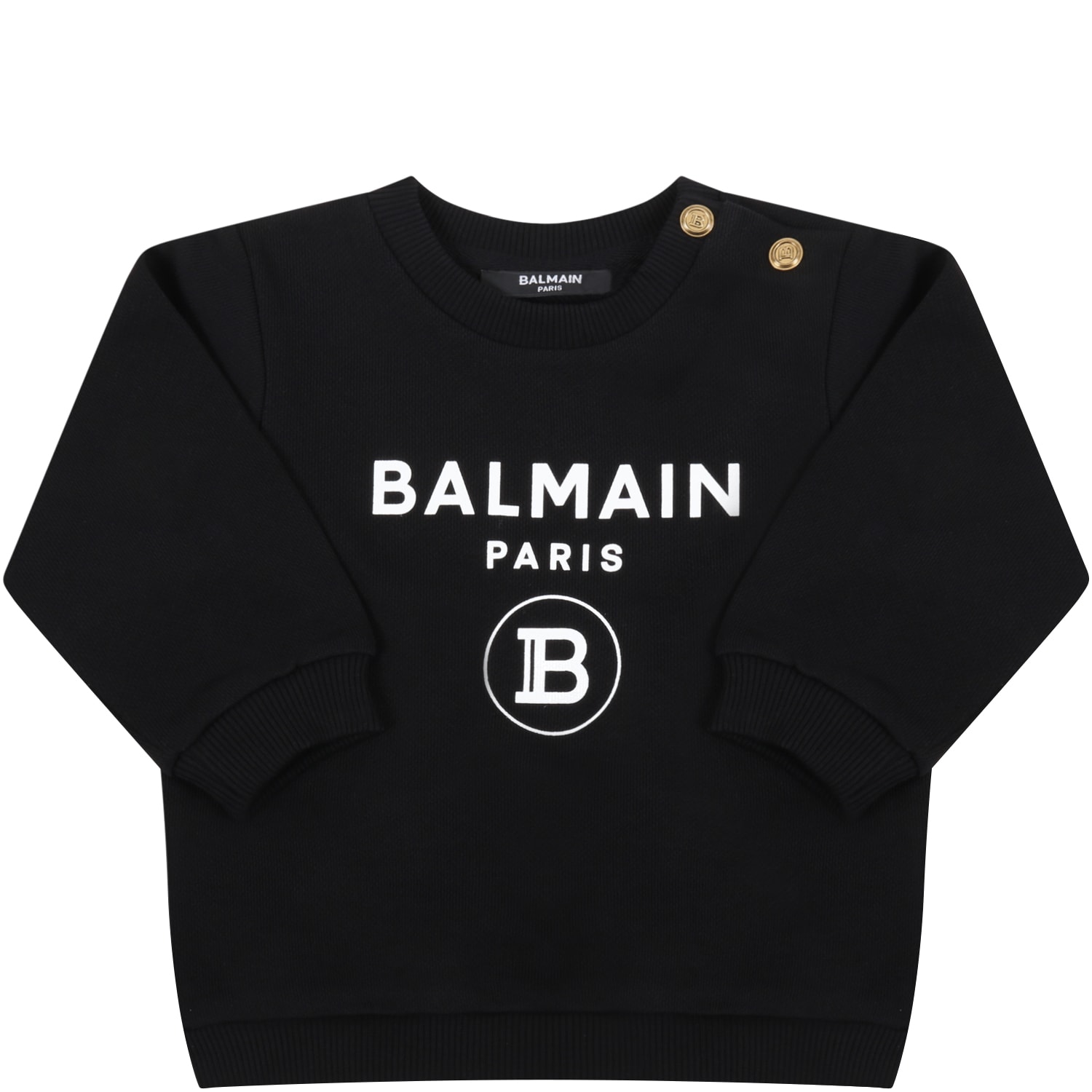Balmain Black Sweatshirt For Babykids With Logos