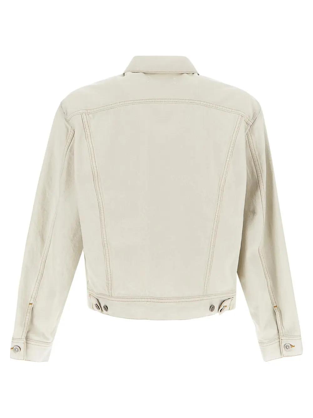 Shop Maison Margiela Chalk Selvedge Denim Jacket In White