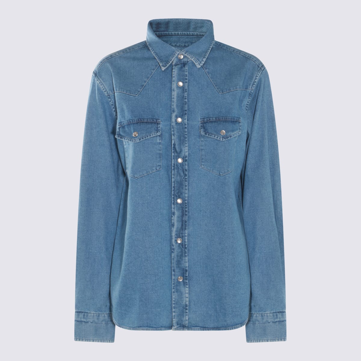 TOM FORD BLUE COTTON DENIM SHIRT