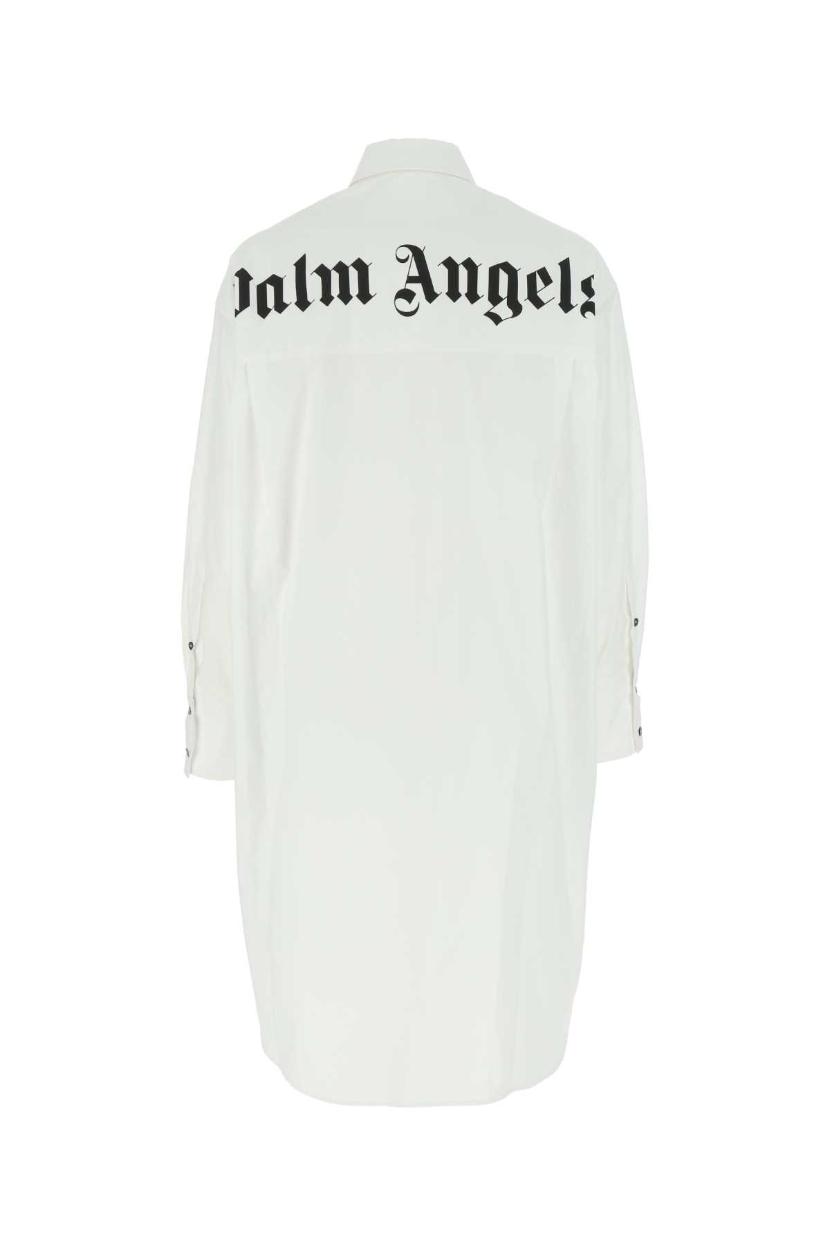 Shop Palm Angels White Poplin Shirt Dress In 0110