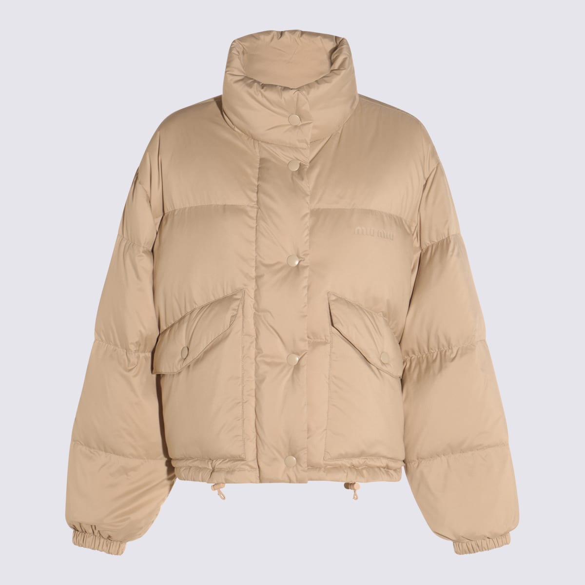 Miu Miu Cream Down Jacket In Neutral