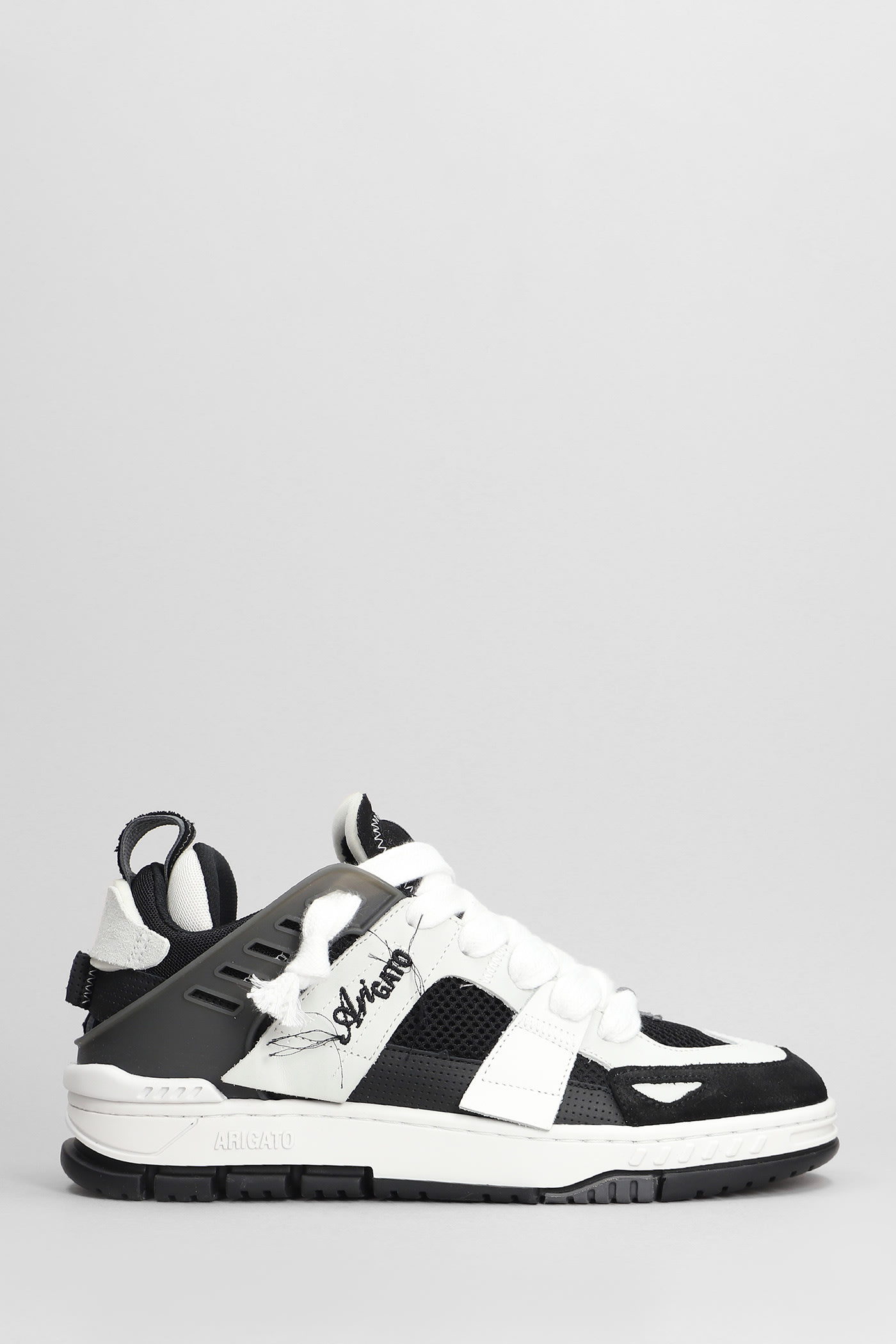 Shop Axel Arigato Area Patchwork Sneakers In Black Leather And Fabric