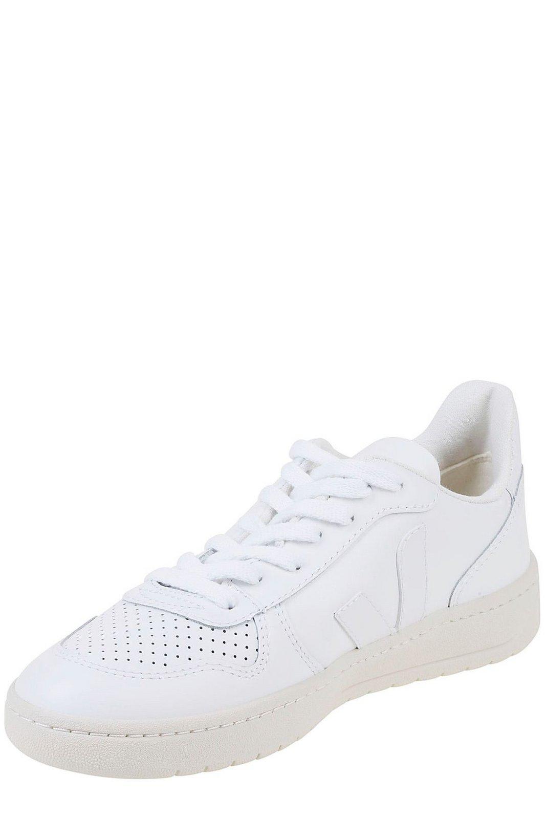 Shop Veja V-10 Lace-up Sneakers In White