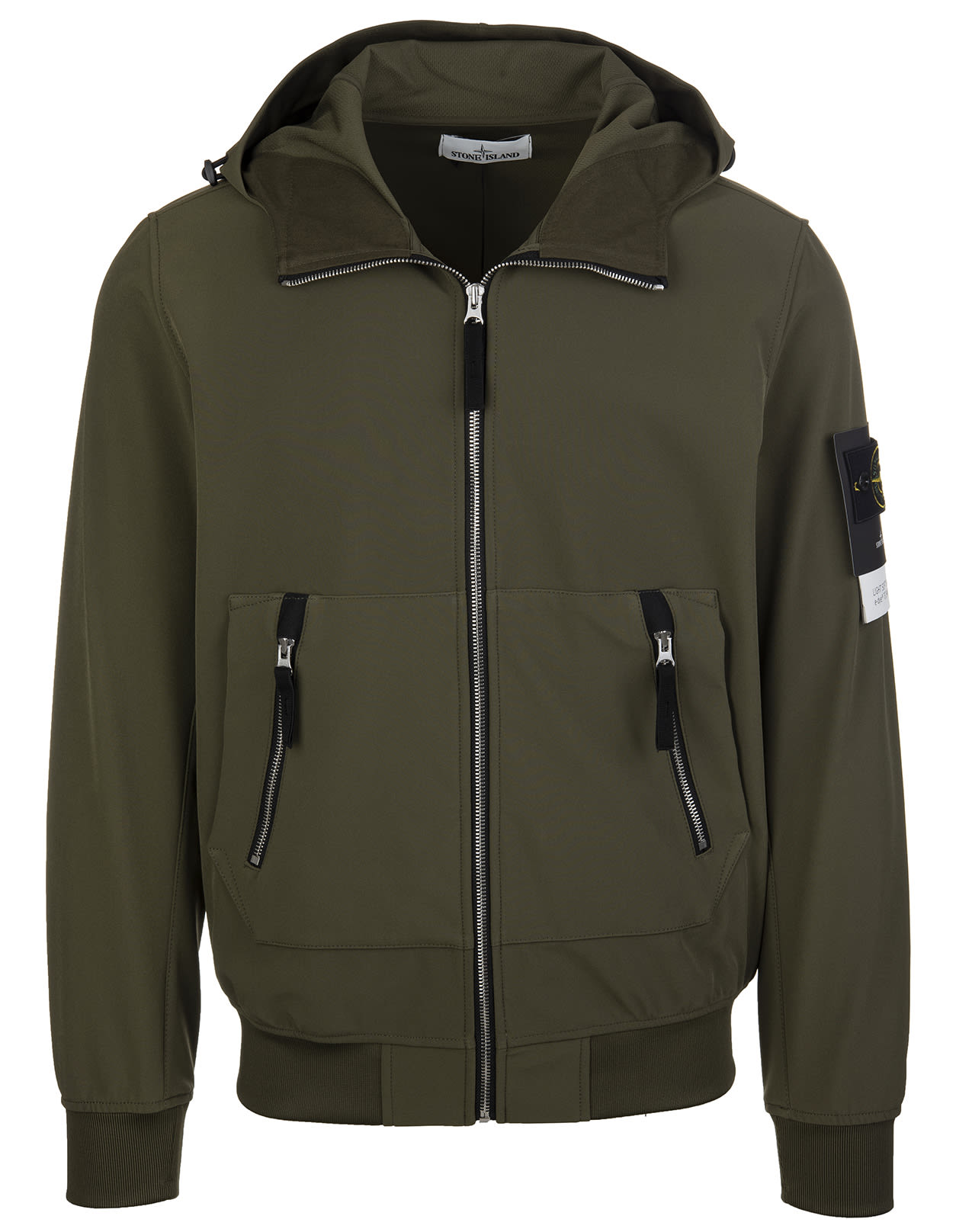 Stone Island Army Green Cotton Hooded Jacket