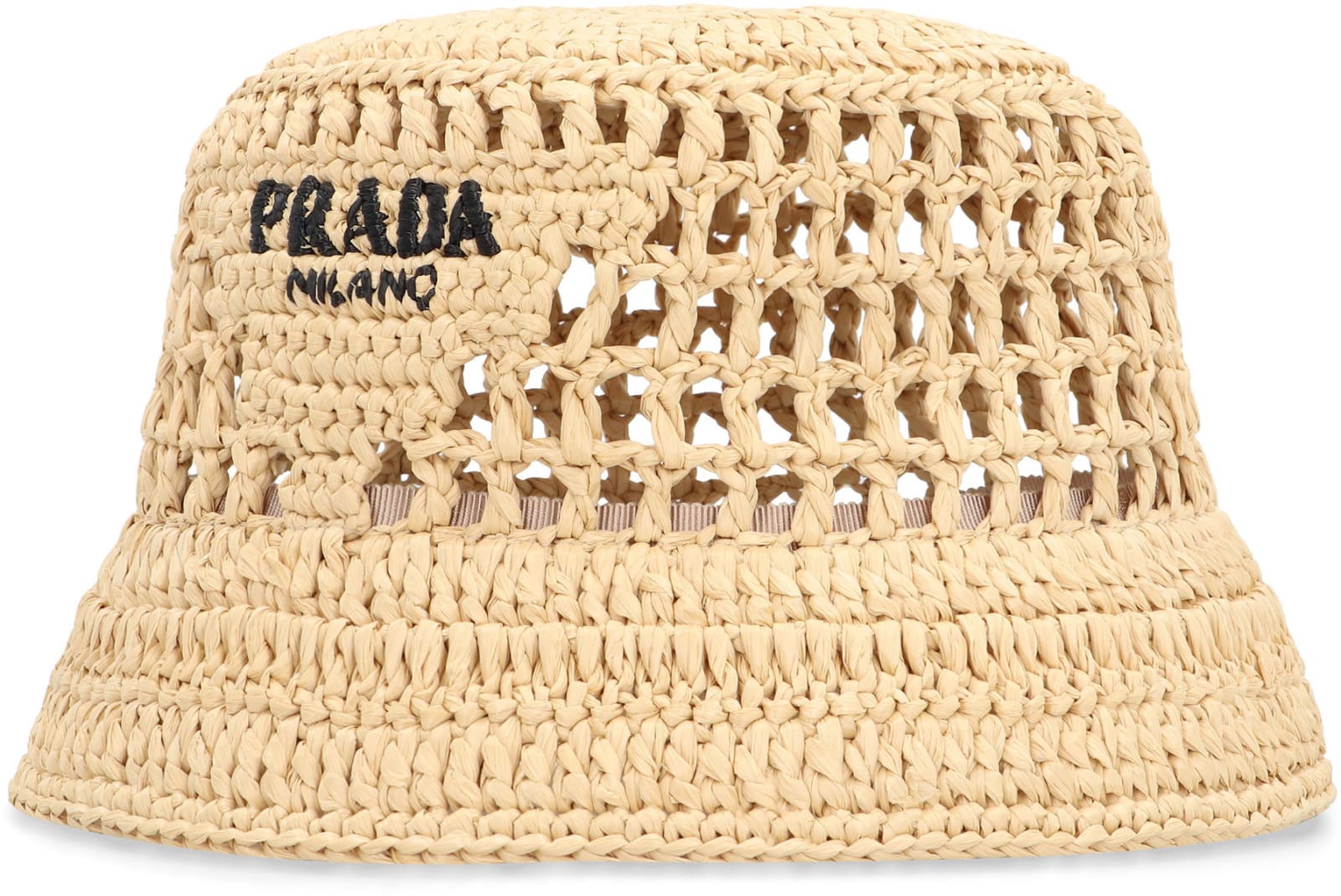 Shop Prada Logo Detail Bucket Hat In Beige