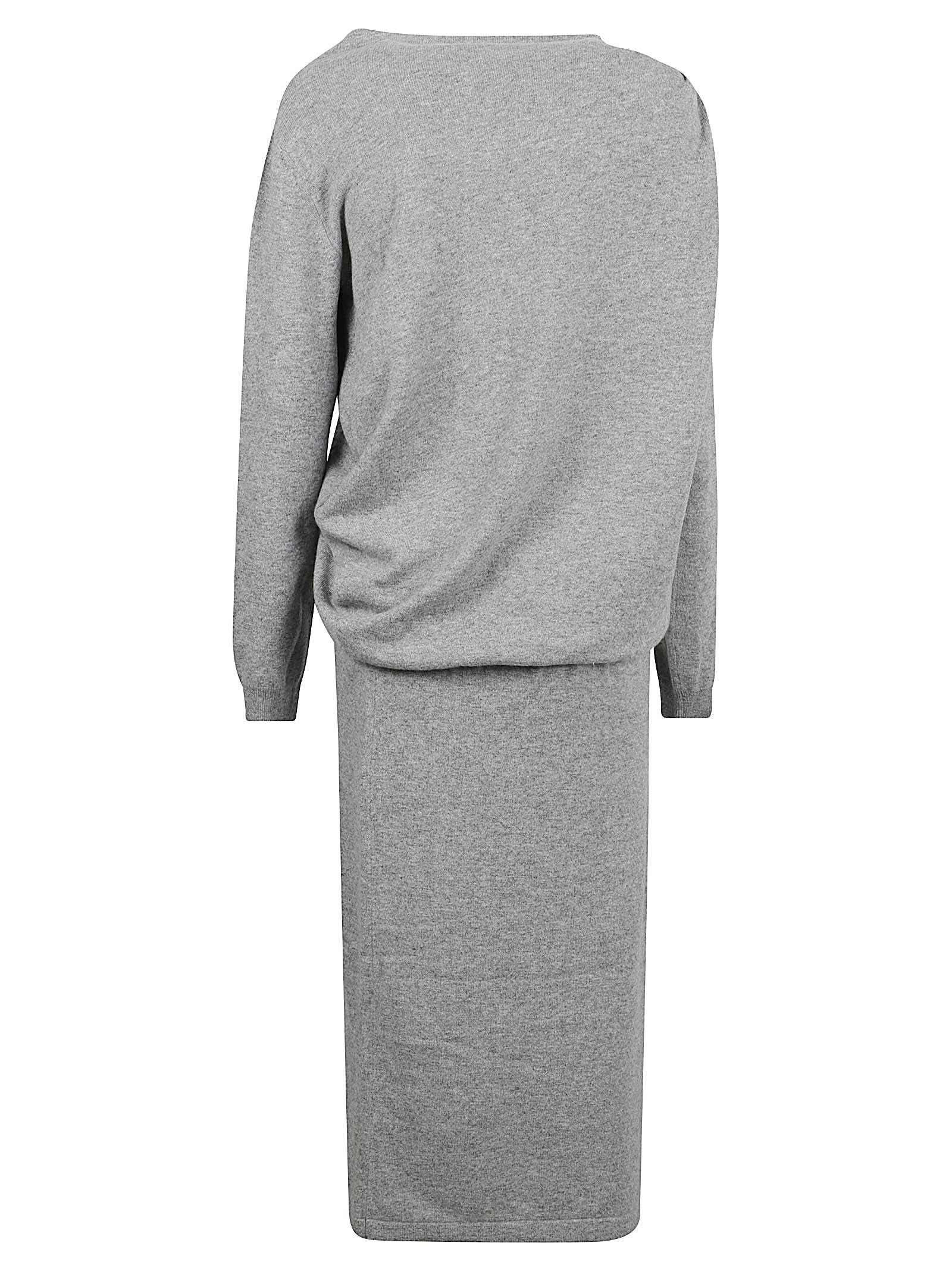 Fabiana Filippi Draped Long-sleeve Midi Dress In Gray