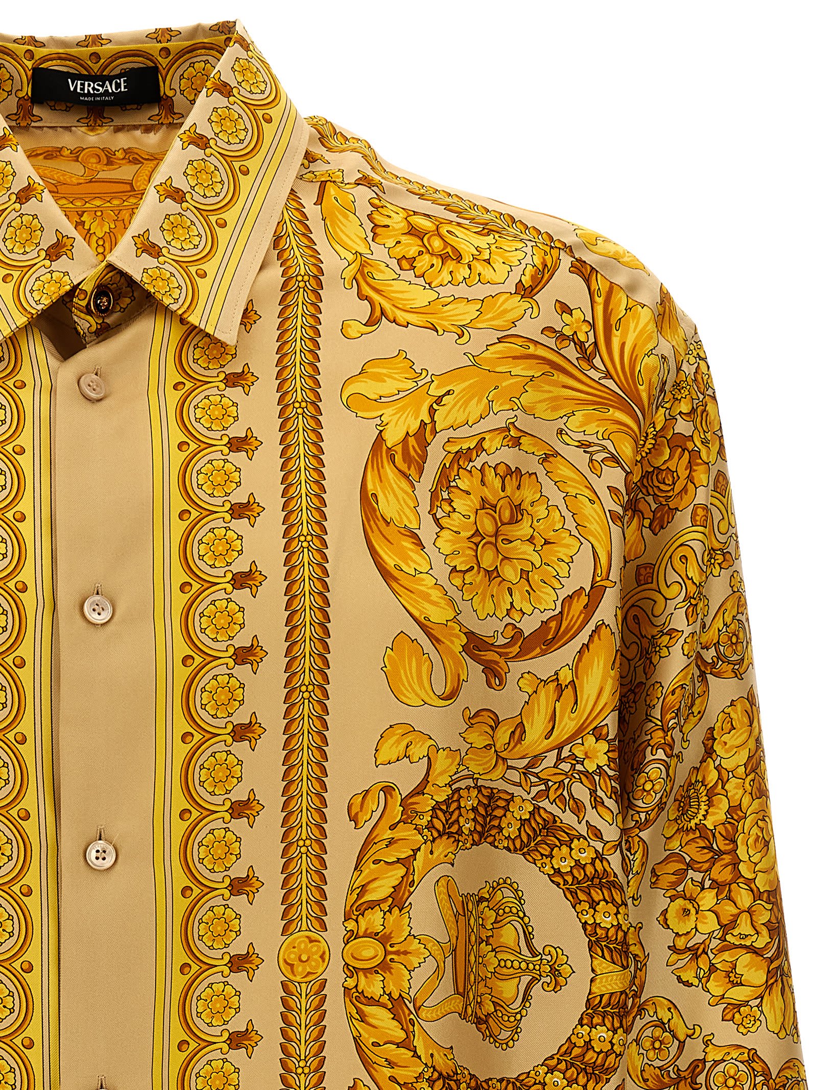 Barocco silk twill shirt in multicoloured - Versace