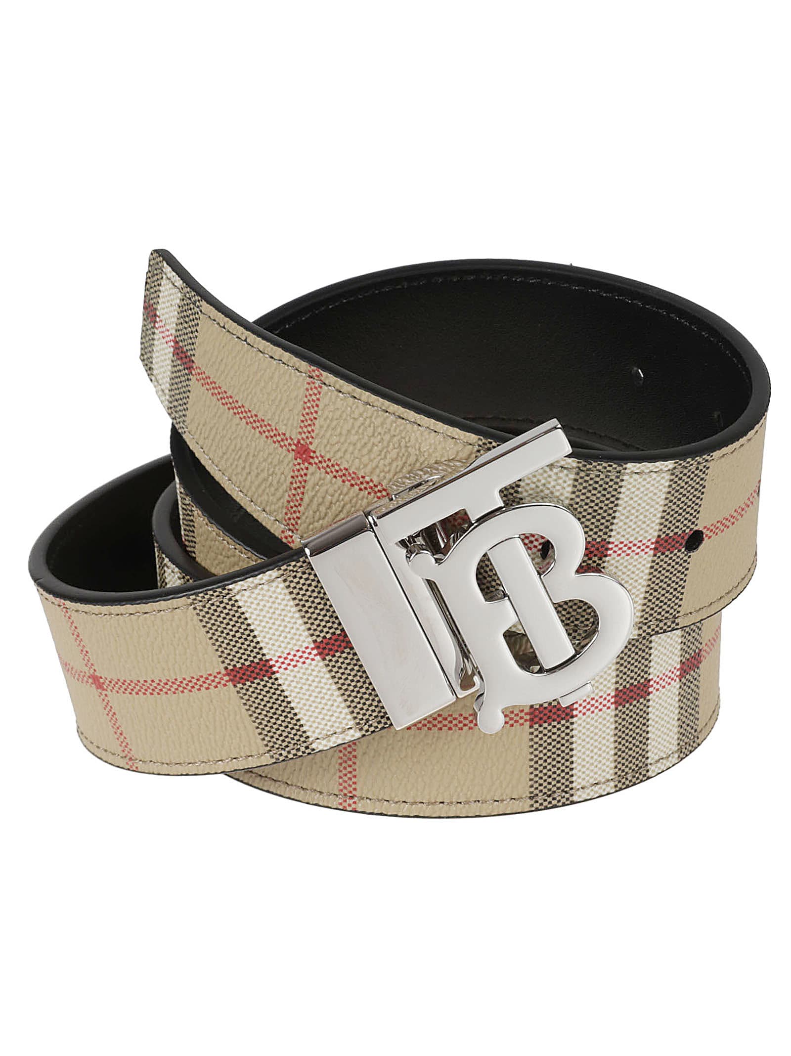 Burberry Beige Vintage Check E-canvas Monogram Tb Belt In Beige