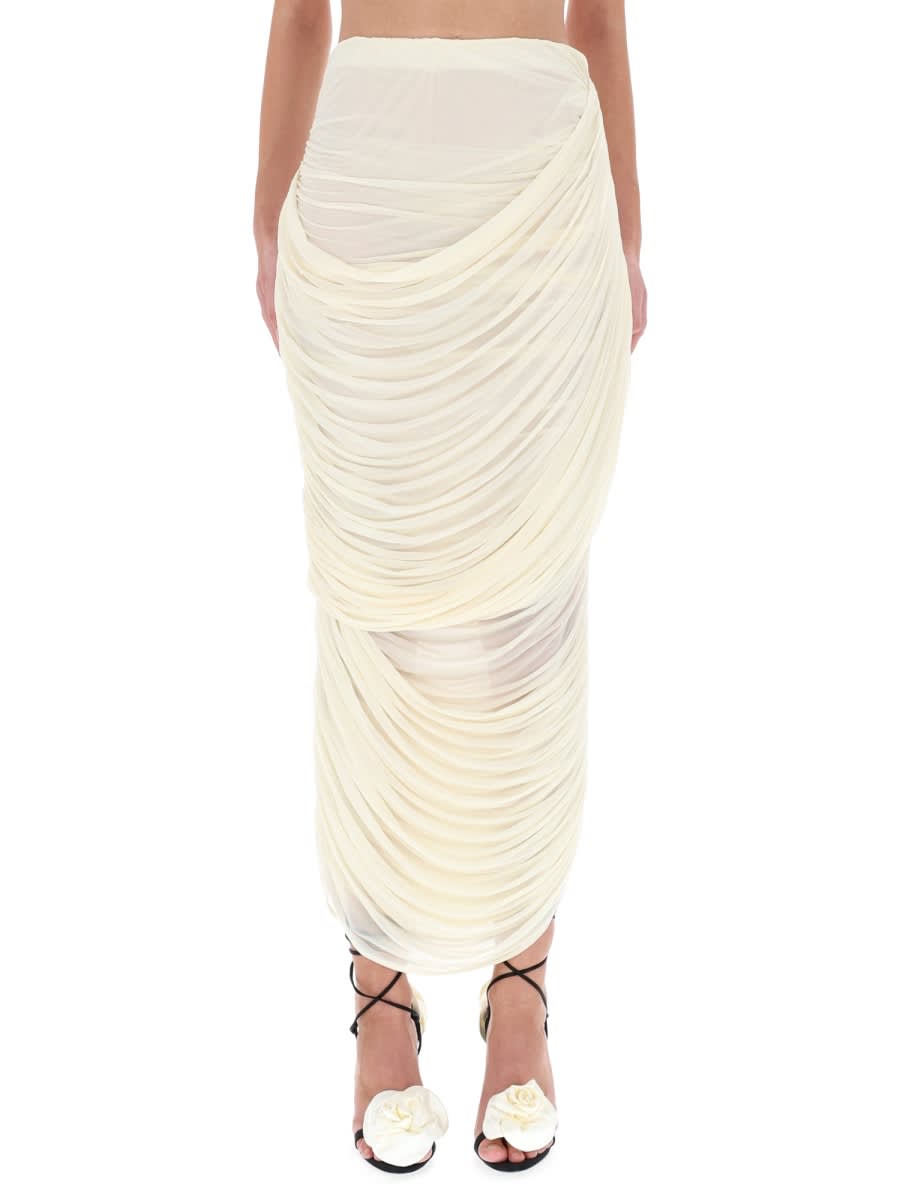 Magda Butrym Draped Midi Skirt In White