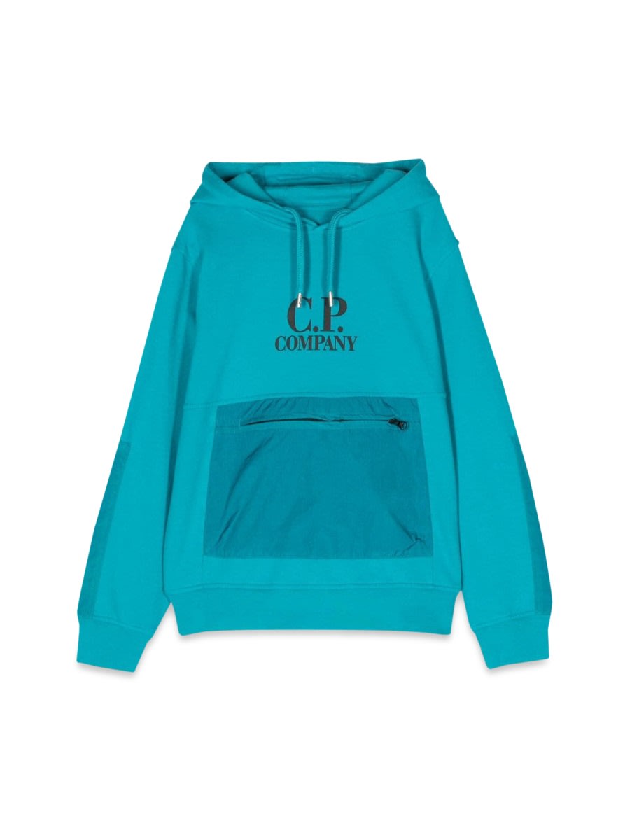 C.p. Company Kids' Logo Hoodie In Azure