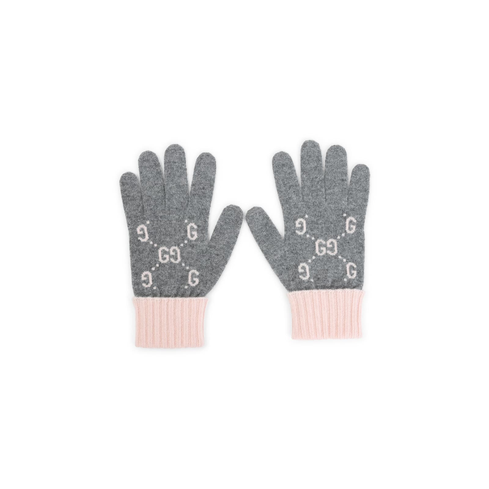 Gucci Gg-jacquard Gloves Knit In Gray