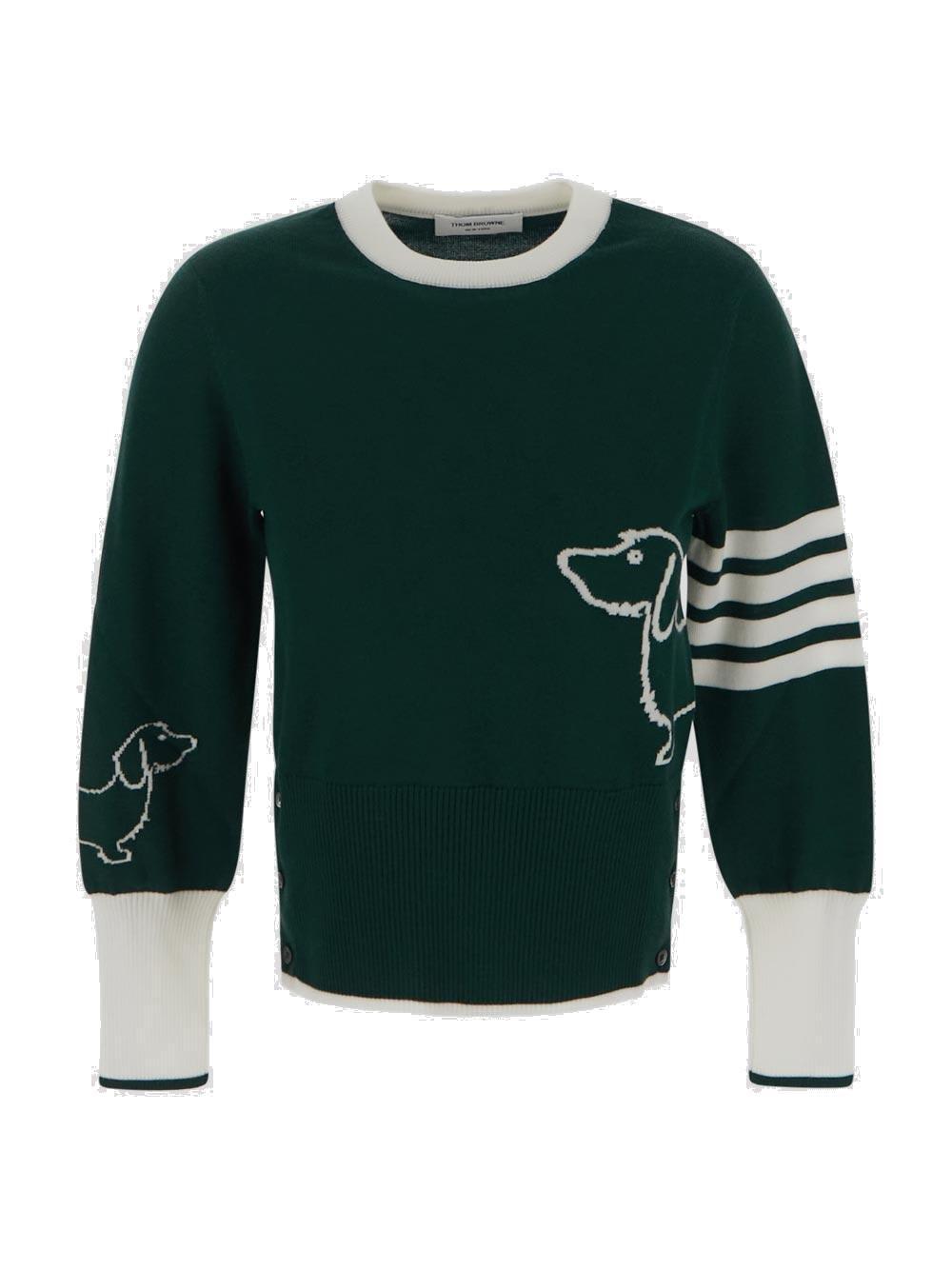 Shop Thom Browne Long-sleeved Crewneck Knitted Jumper