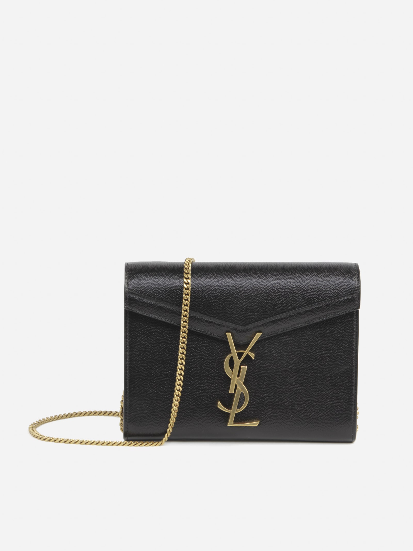 Saint Laurent WOC Cassandra Chain Wallets In Red Leather On Sale