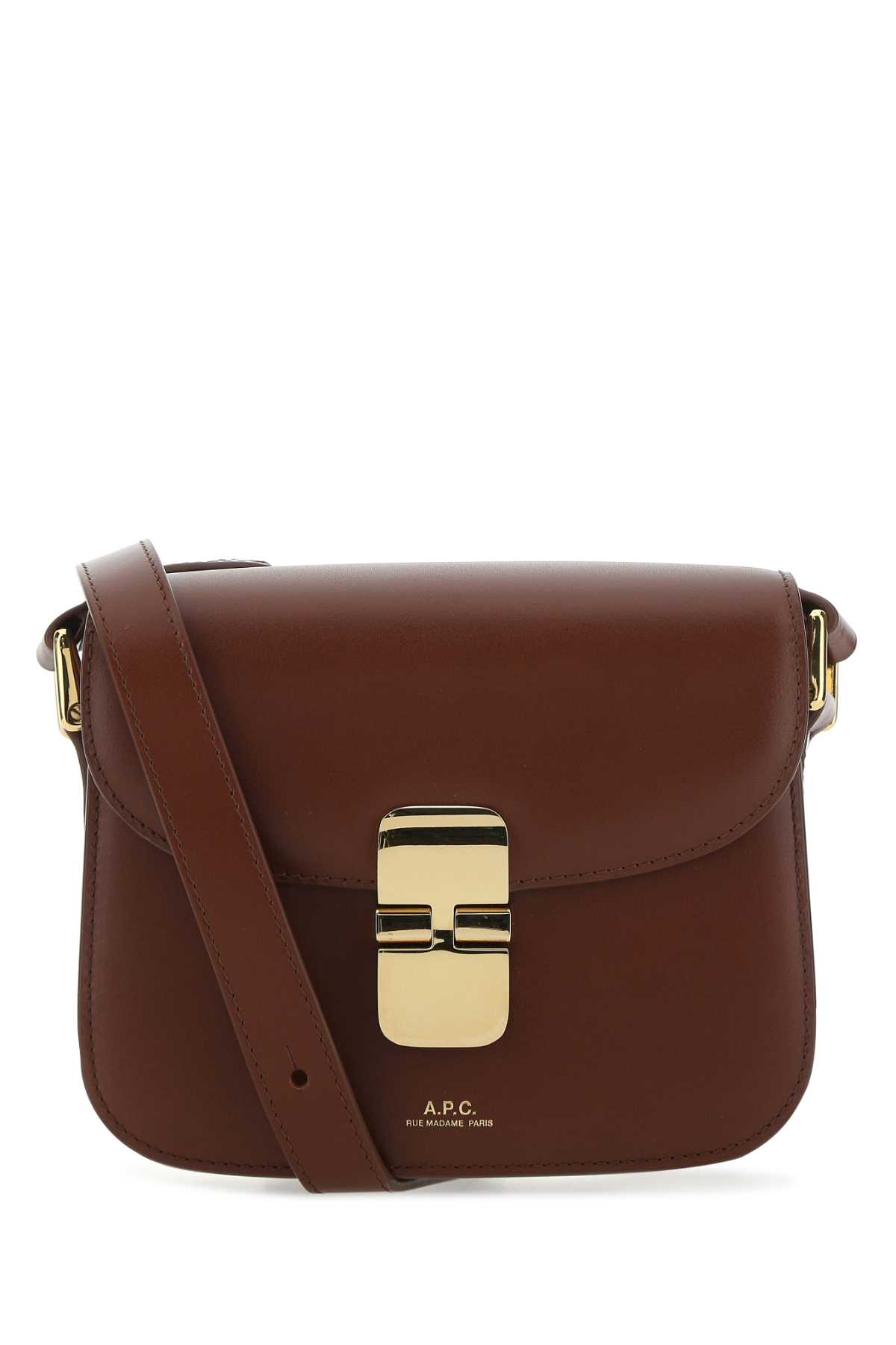 Shop Apc Brown Leather Grace Mini Crossbody Bag In Cad