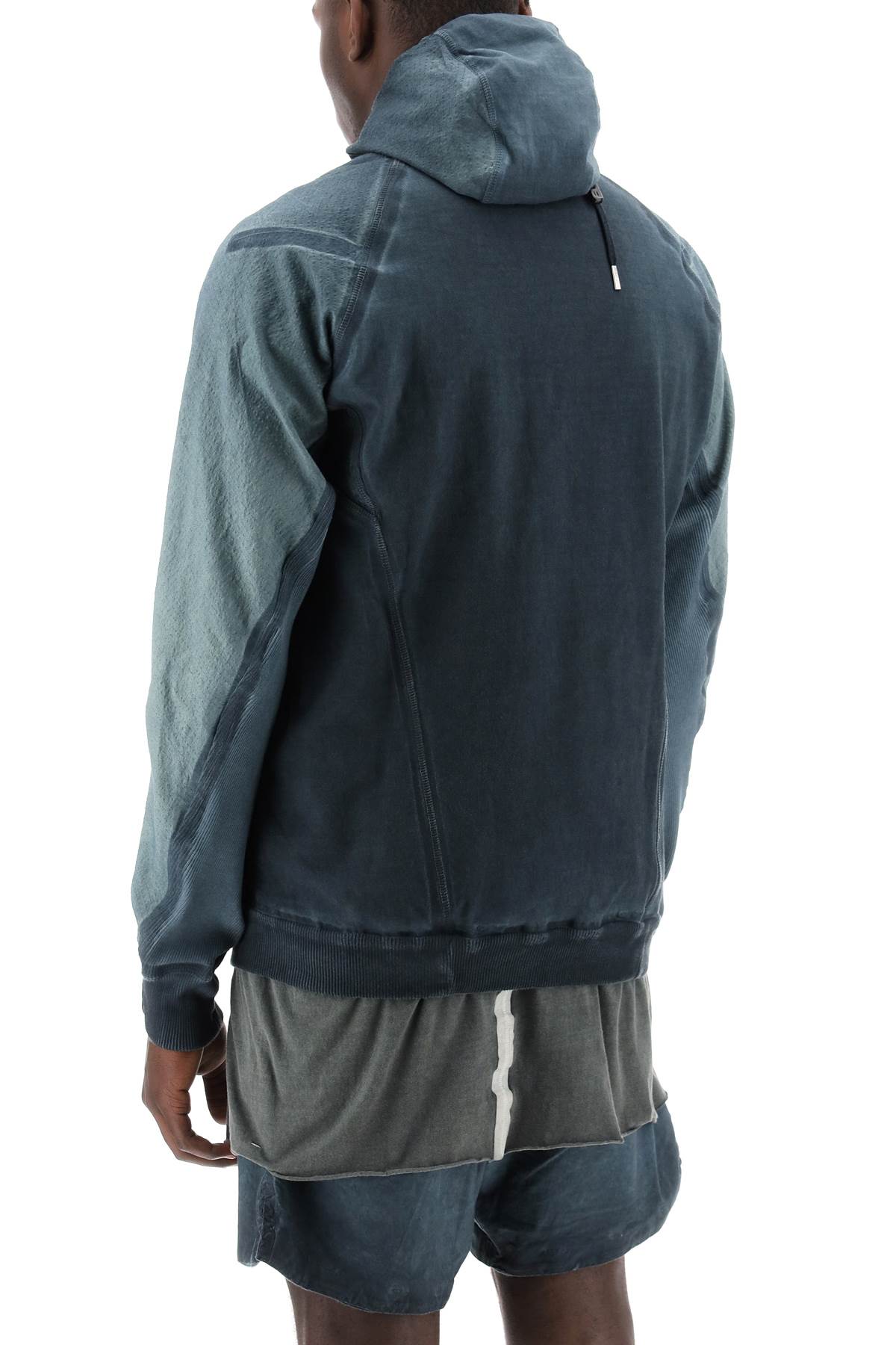 Shop Boris Bidjan Saberi Hybrid Sweatshirt With Zip And Hood In Faded Alga (grey)