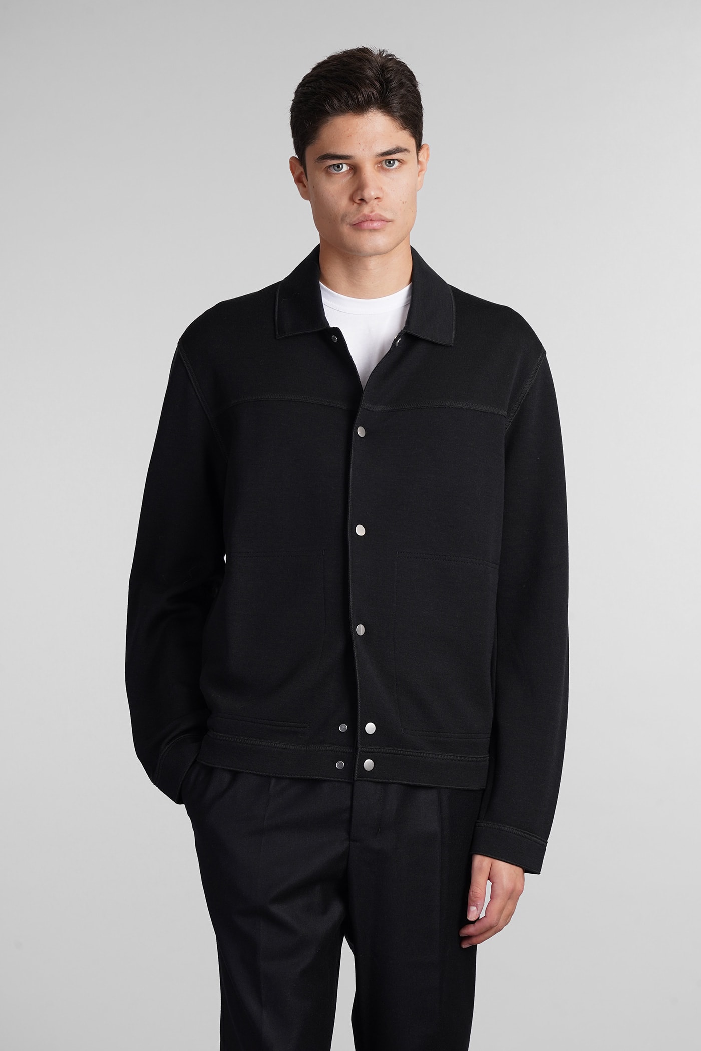 Zegna Casual Jacket In Black Wool