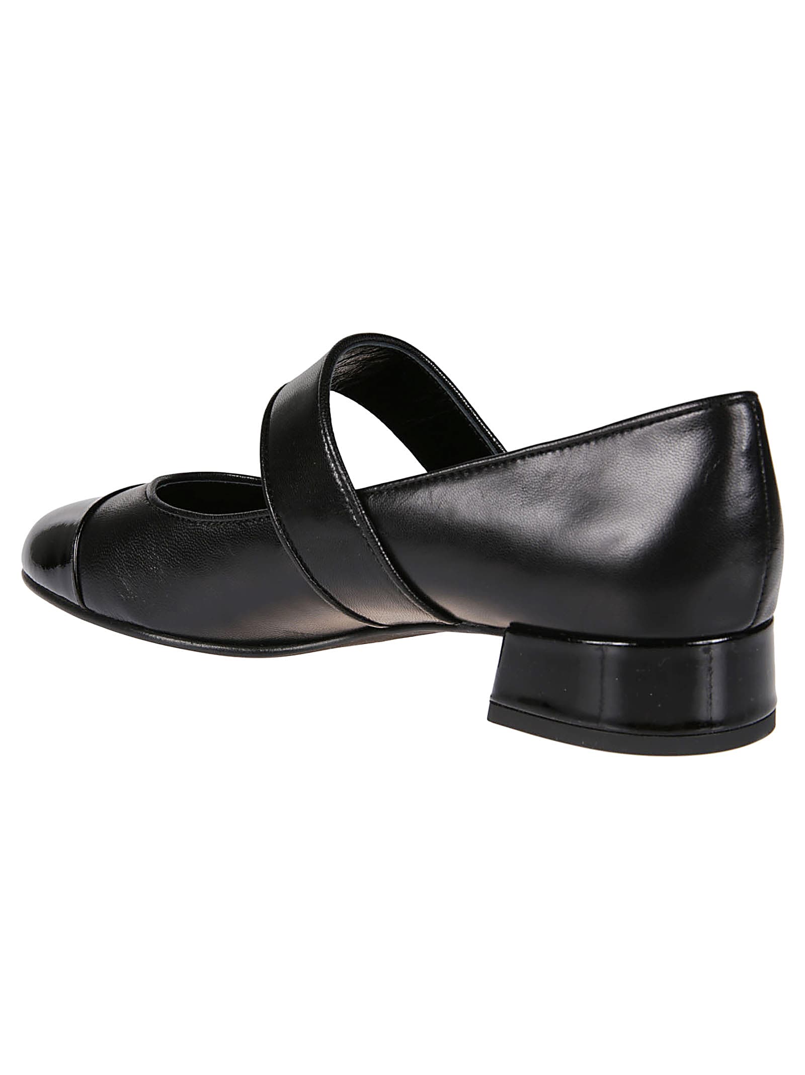 Shop Tory Burch Cap-toe Mary Jane Heel Ballets In Perfect Black/perfect Black