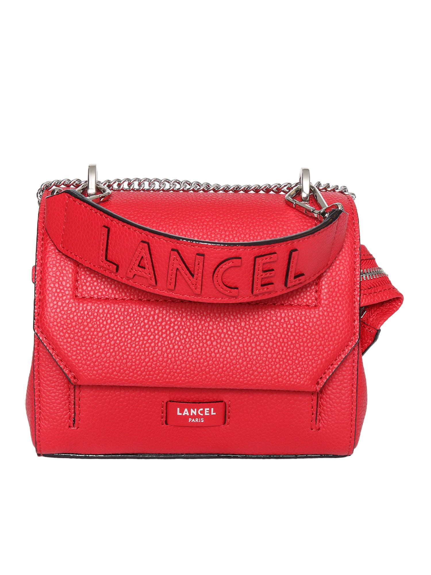 Lancel Leather Flap Bag In Red