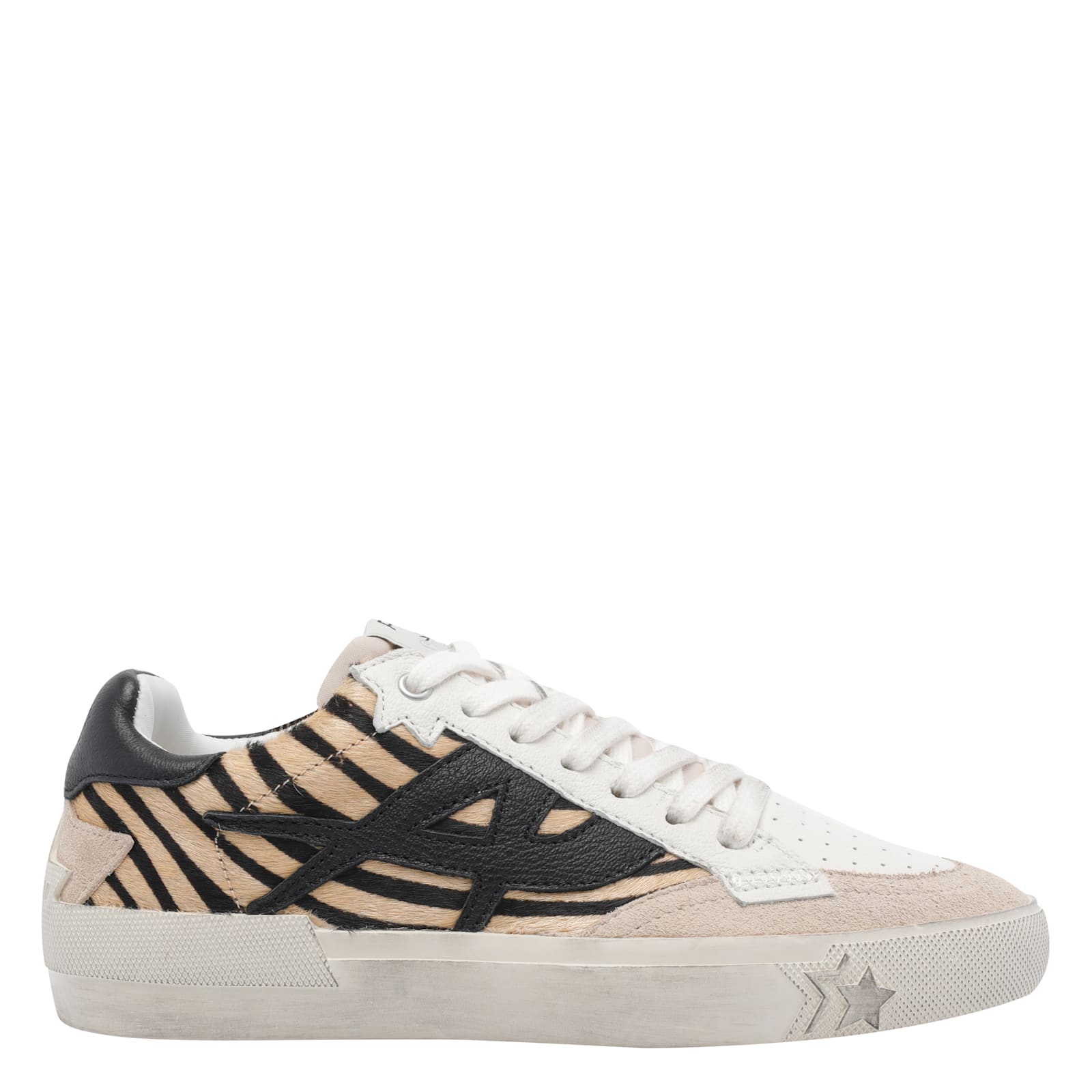 Ash Contemporary Low Top Sneakers With Contrast Panels In Black