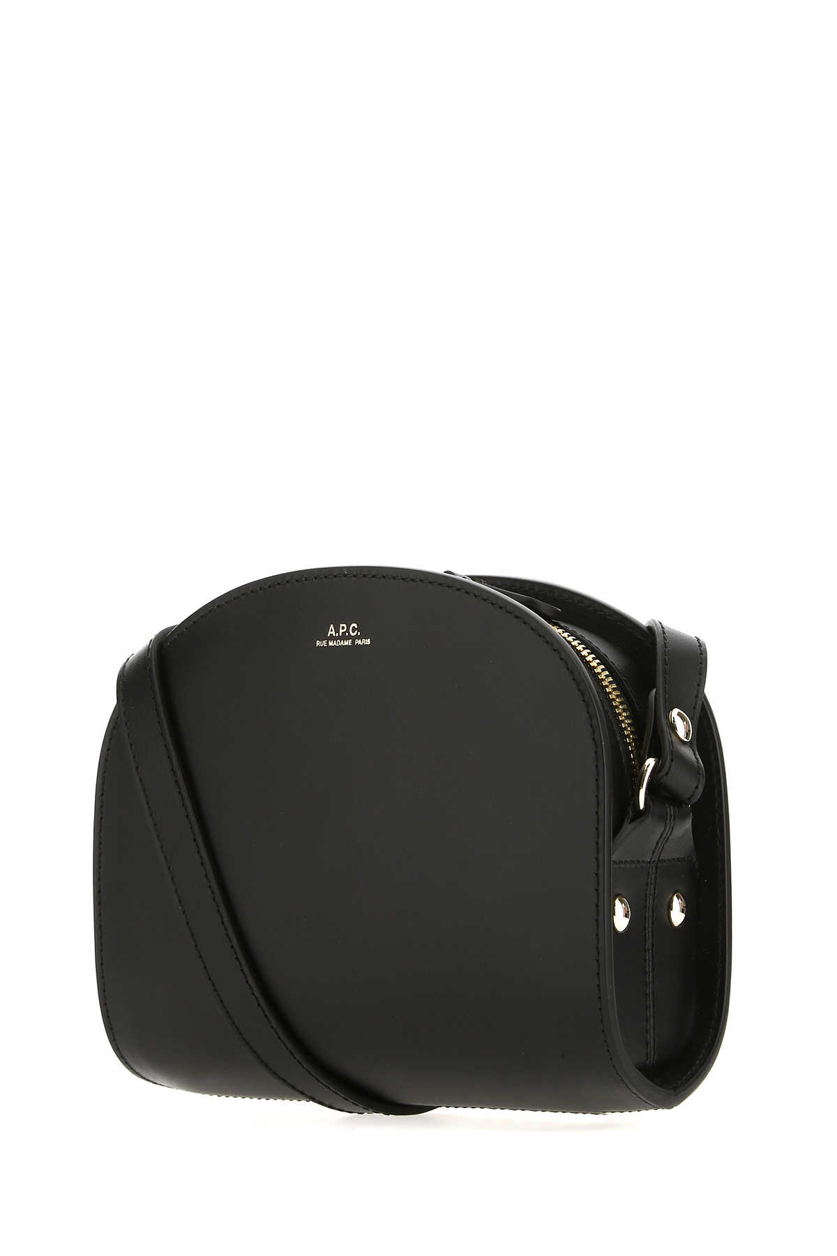 APC BLACK LEATHER MINI DEMI LUNE SHOULDER BAG 