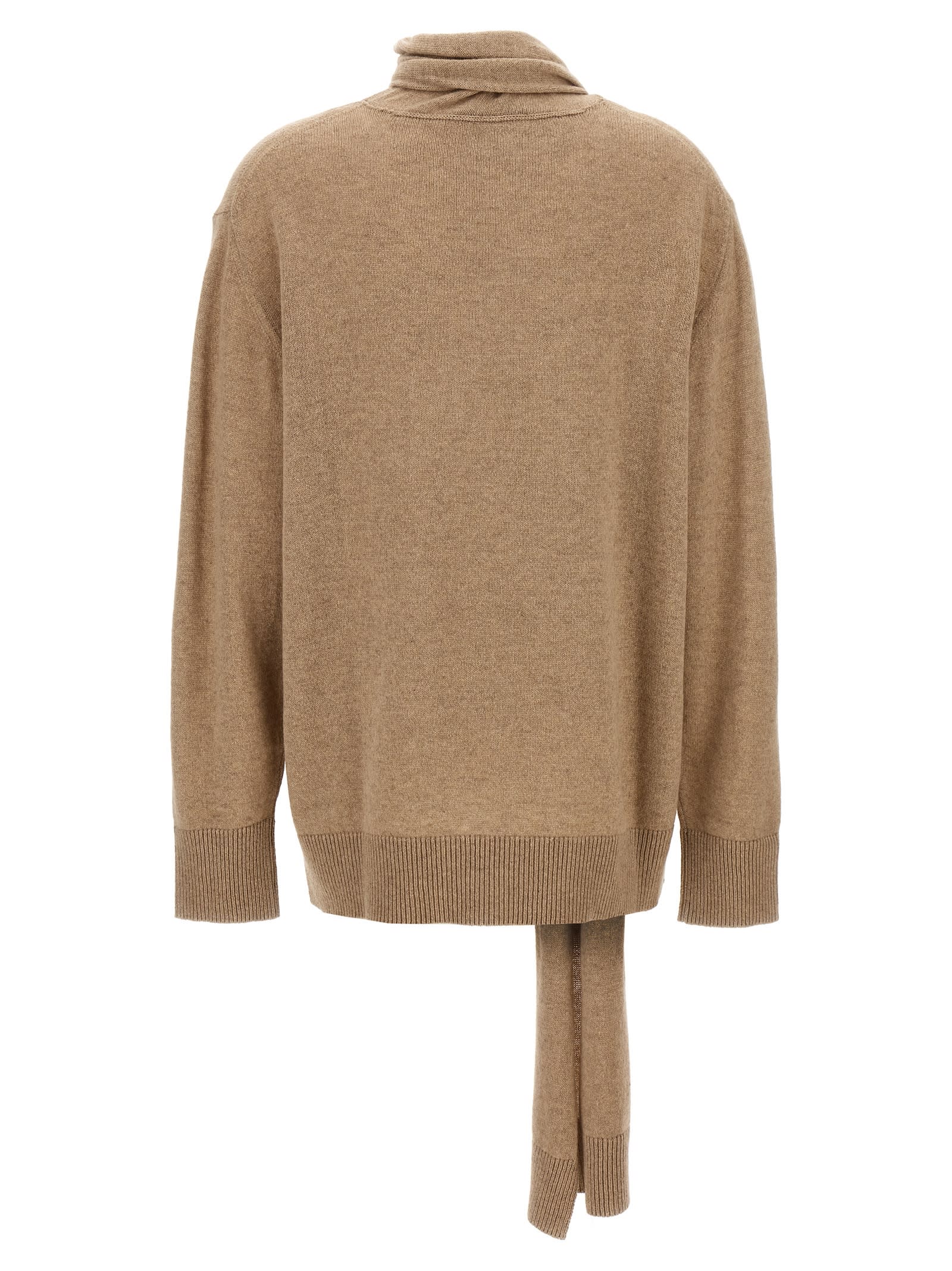 Shop Stella Mccartney Scarf Detail Sweater In Beige