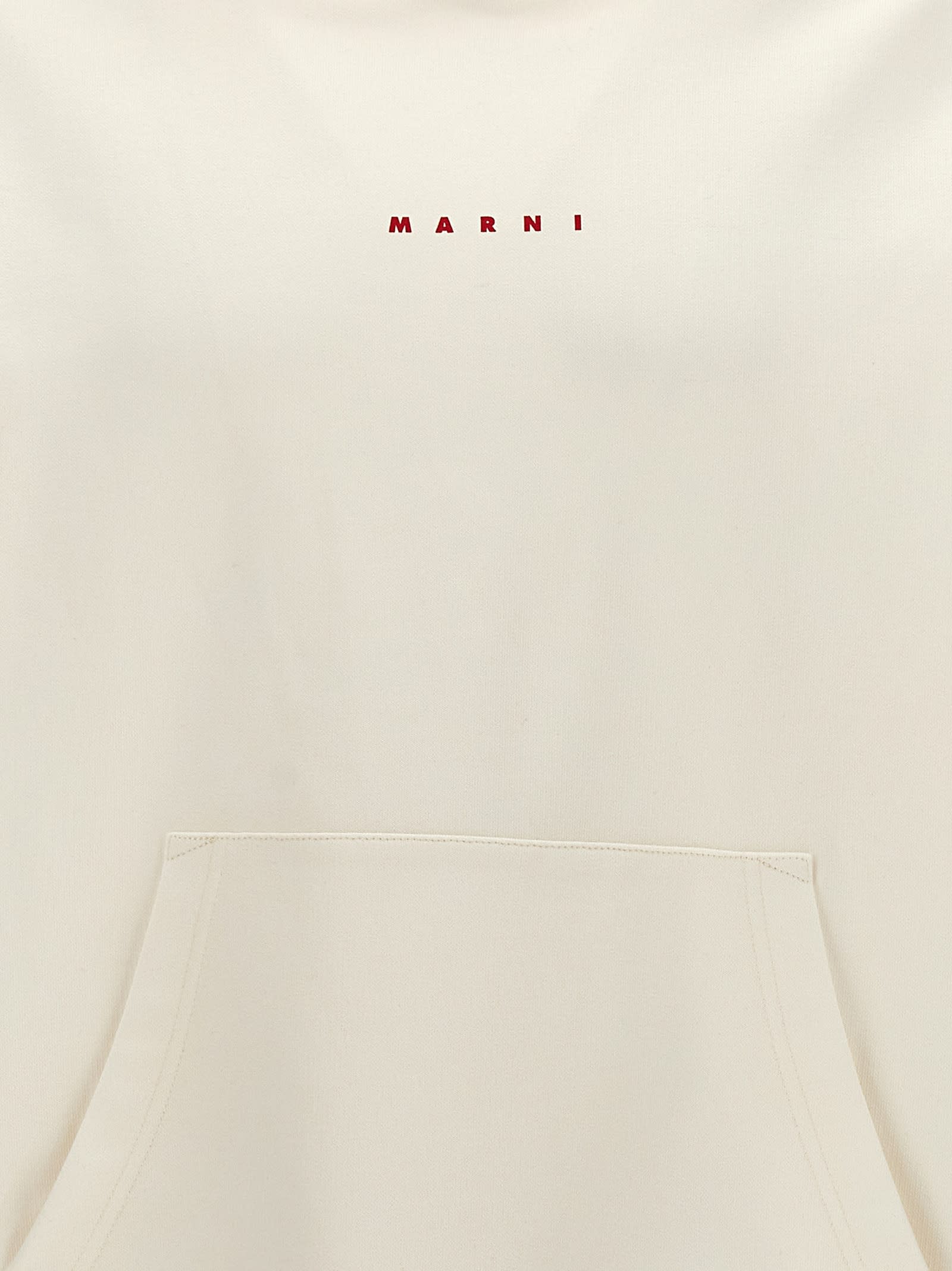 Shop Marni Logo Hoodie In Natural White