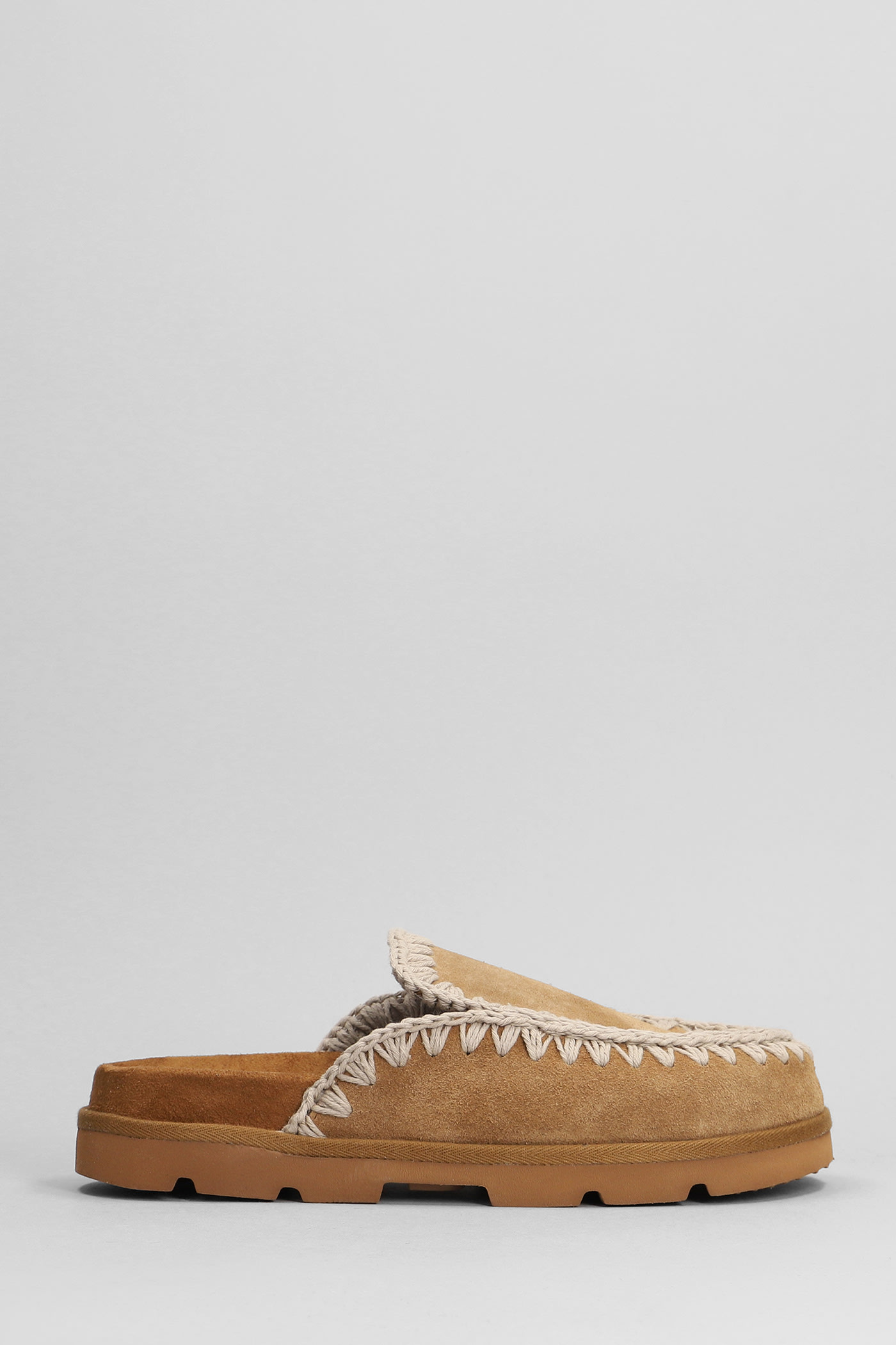 MOU LOW BIO SABOT SLIPPER-MULE IN LEATHER COLOR SUEDE