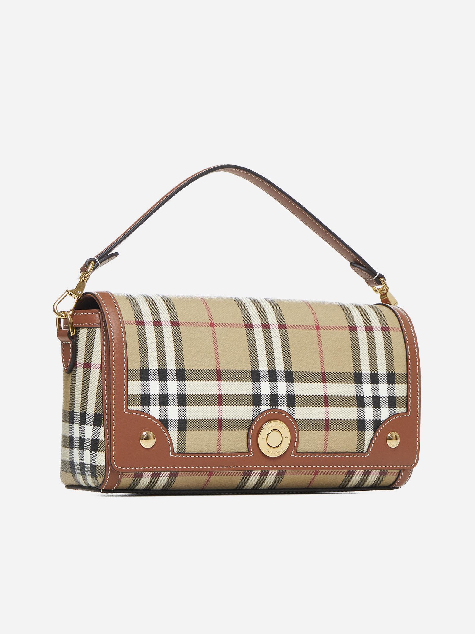 Shop Burberry Note Check Canvas Small Bag In Beige