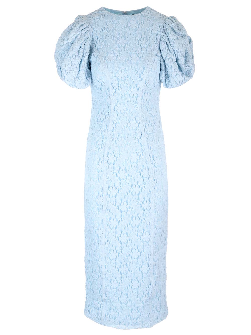 Fitted Midi Dress In Blue Lace
