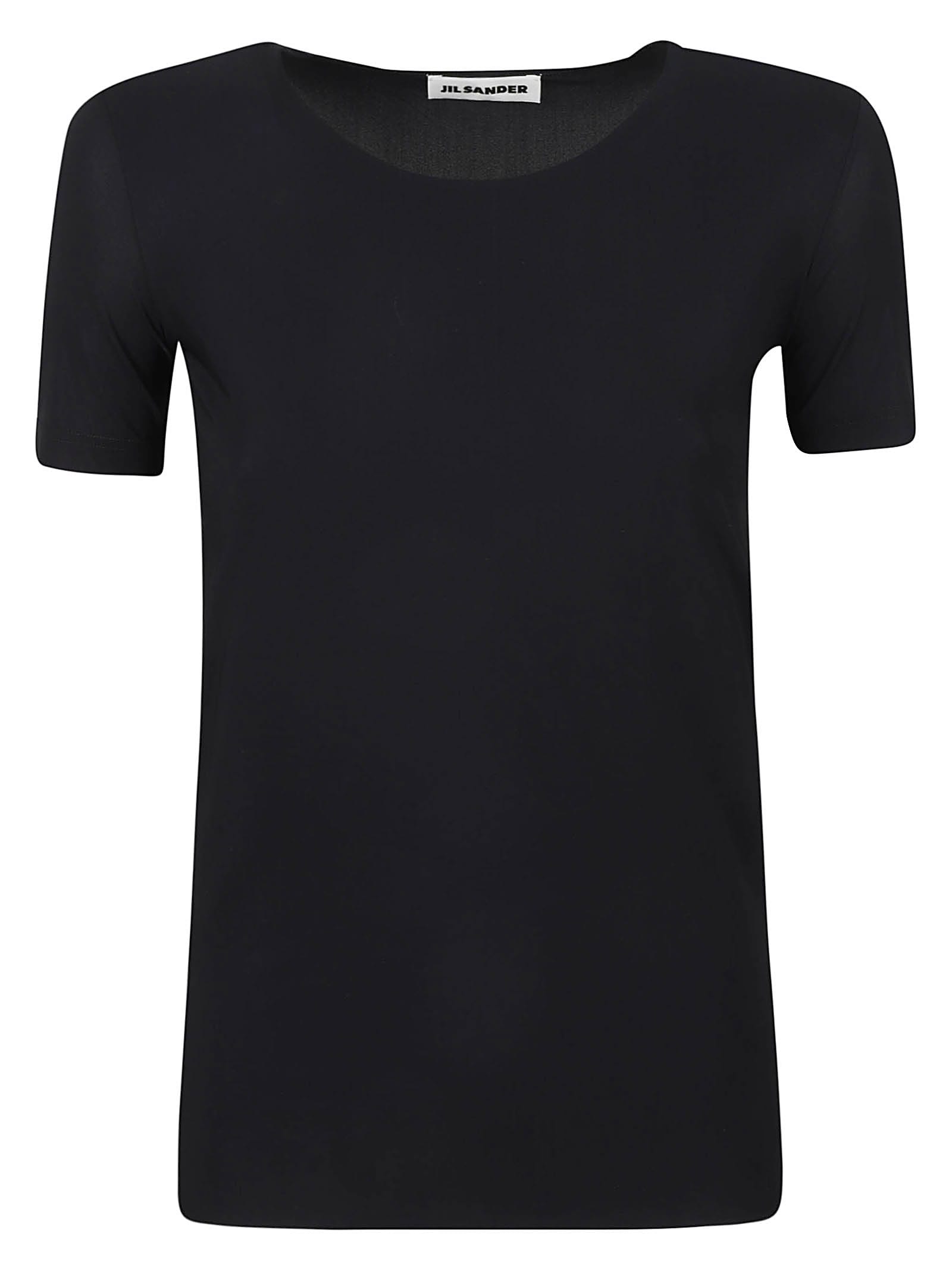 Shop Jil Sander Round Neck Plain Slim T-shirt In Black